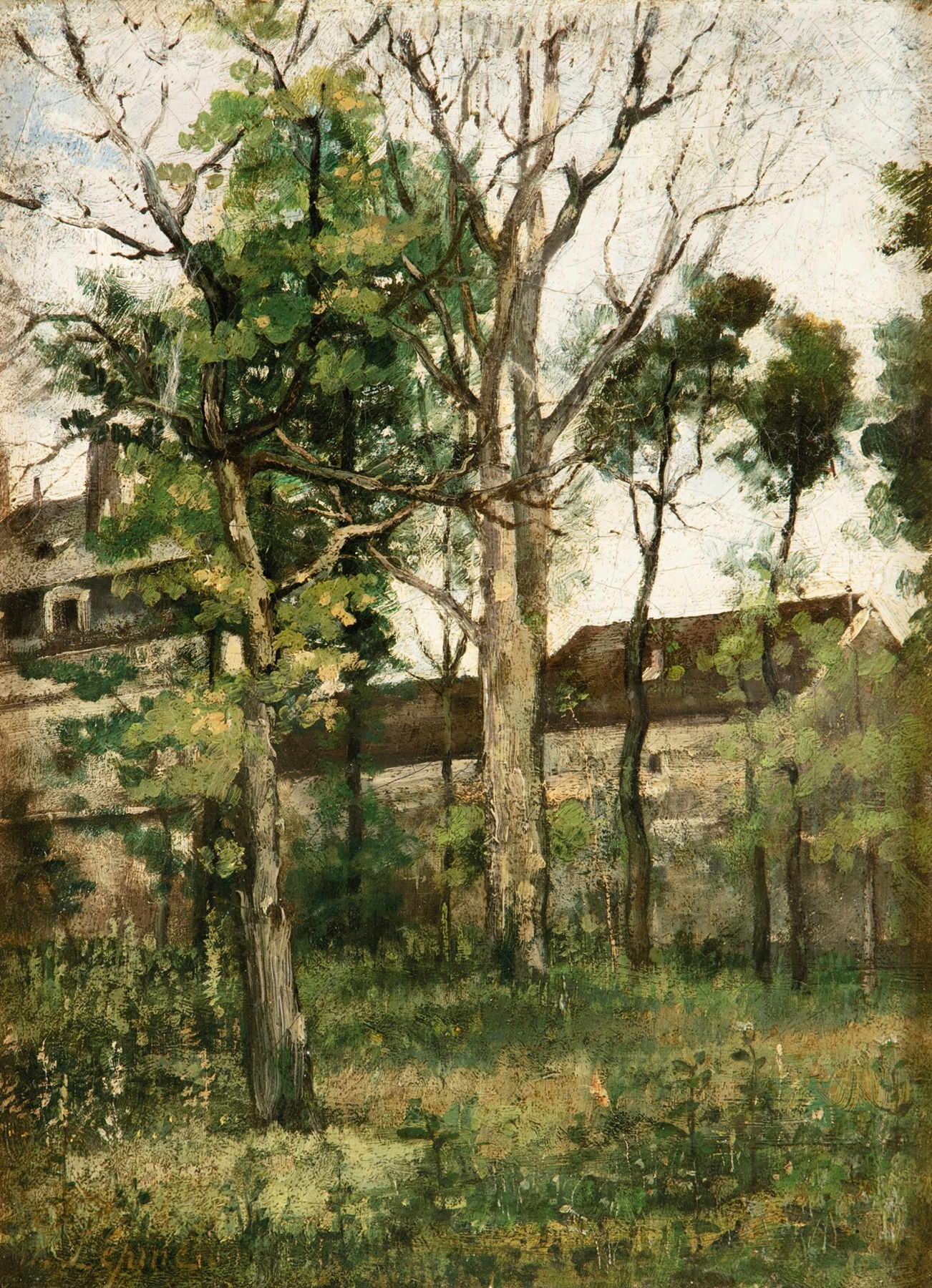 Houses In The Woods, by Stanislas Lépine, public domain