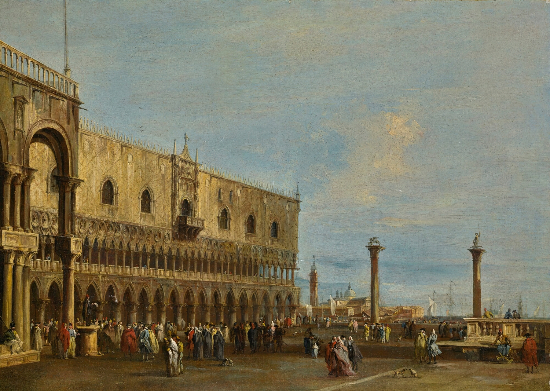 Venice, A View Of The Piazzetta Looking South With The Palazzo Ducale, by Francesco Guardi, public domain