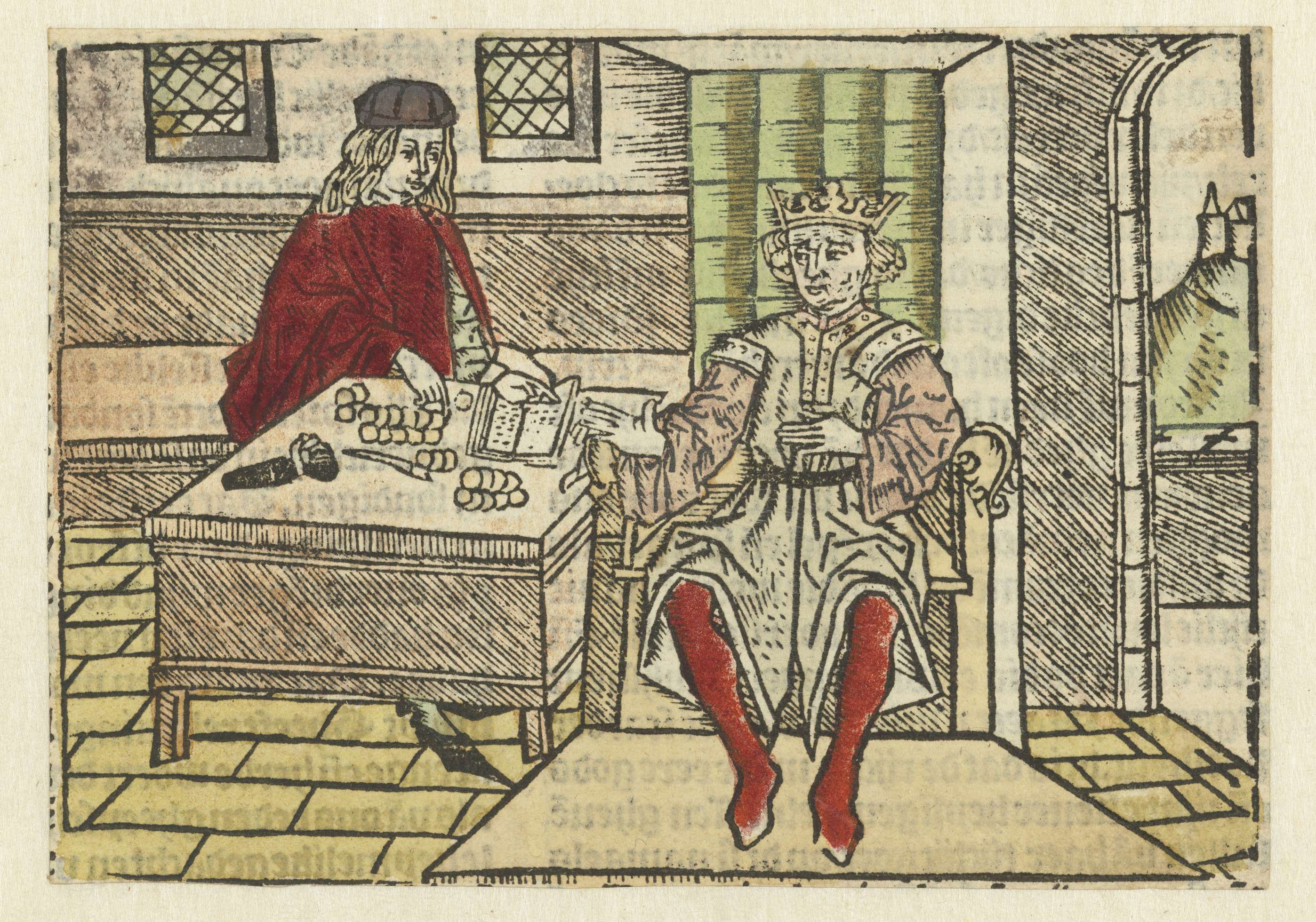 Oil on panel by Meester van Antwerpen depicting a rich man and a steward.