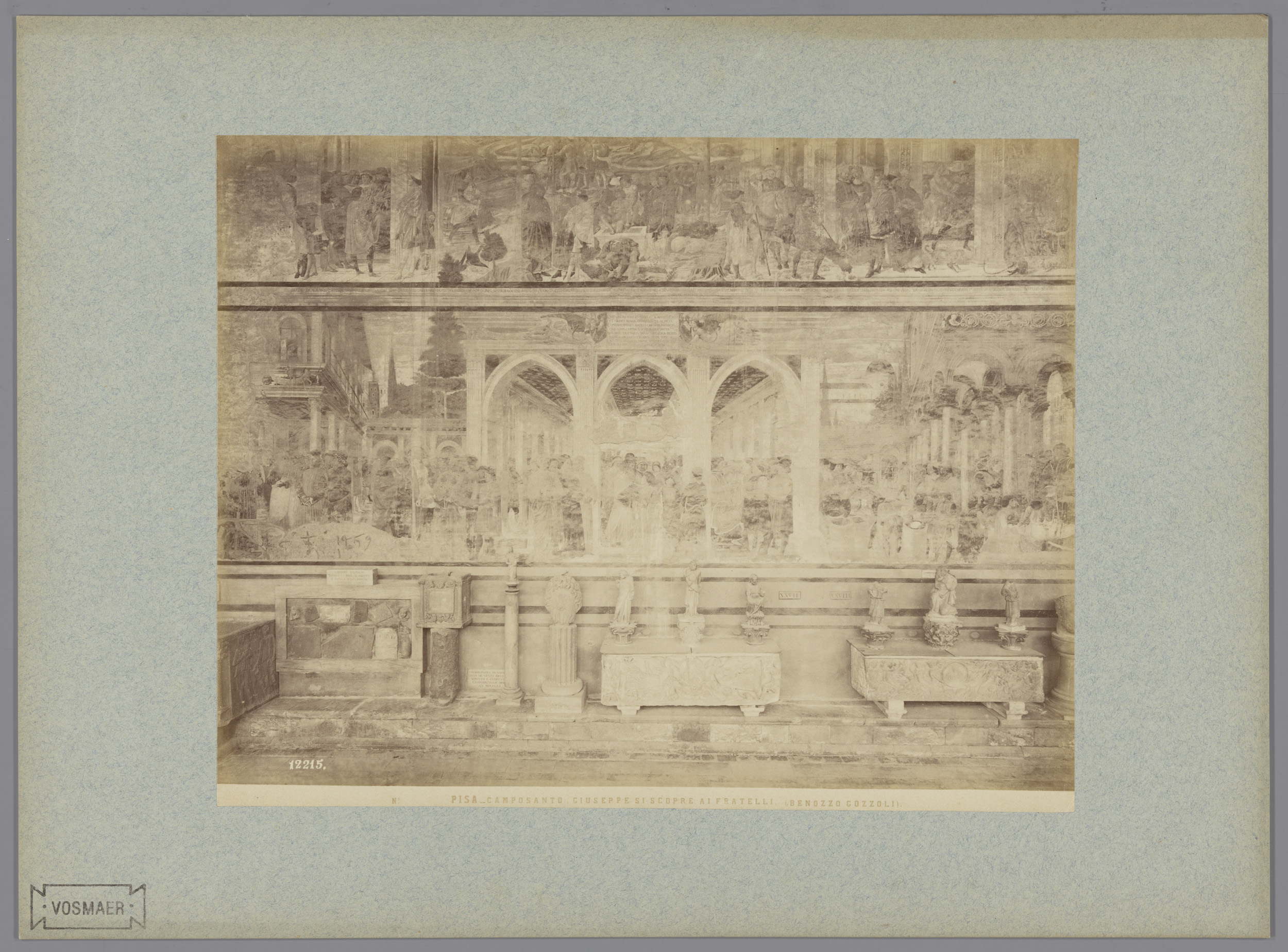 Fotoreproductie Fresco Jozef maakt zich bekend aan zijn broers door Benozzo Gozzoli in het Camposanto te Pisa, by Fratelli Alinari, public domain