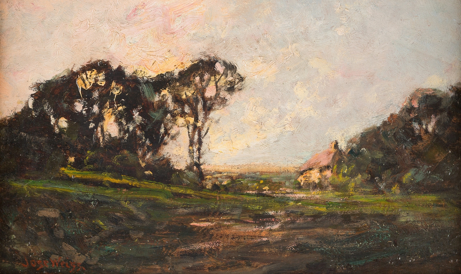 Landscape in evening atmosphere by José Weiss, impressionism