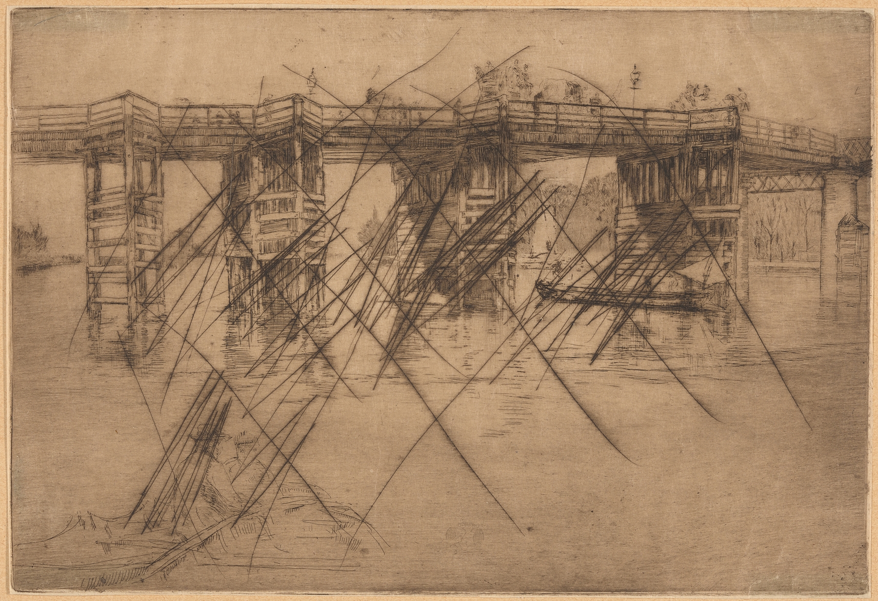 Old Putney Bridge, by James Abbott McNeill Whistler, public domain