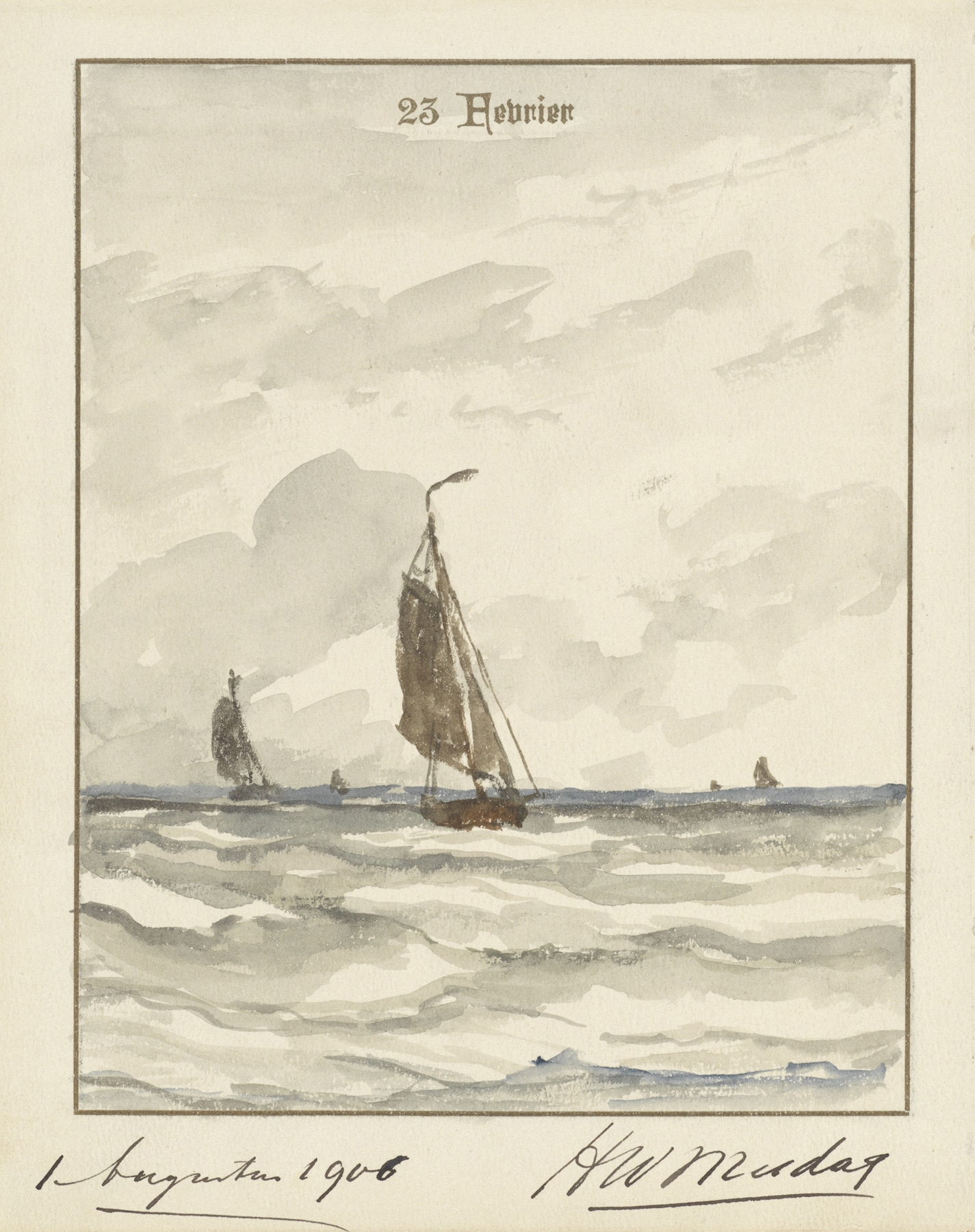 Zee met pinken, by Hendrik Willem Mesdag, public domain