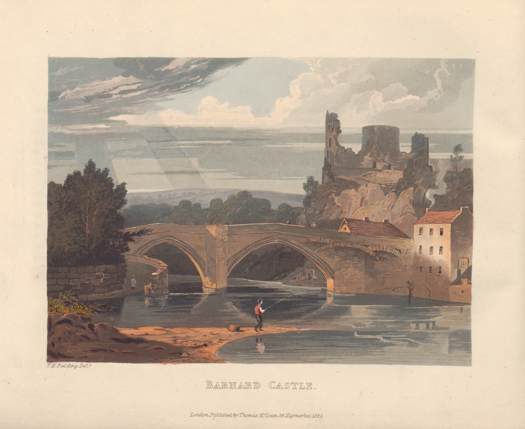 Barnard Castle by Theodore Henry Adolphus Fielding, oil painting depicting a castle against a stormy sky