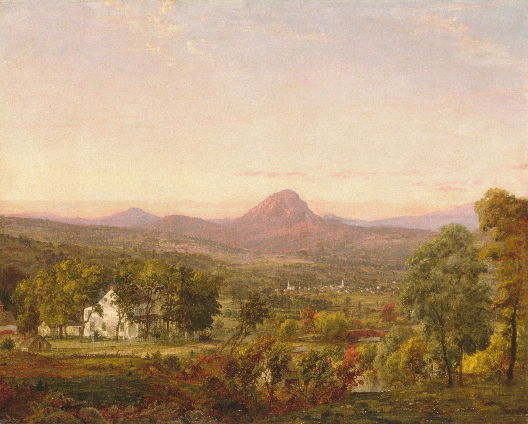 Autumn Landscape, Sugar Loaf Mountain, Orange County, New York, by Jasper Francis Cropsey, public domain