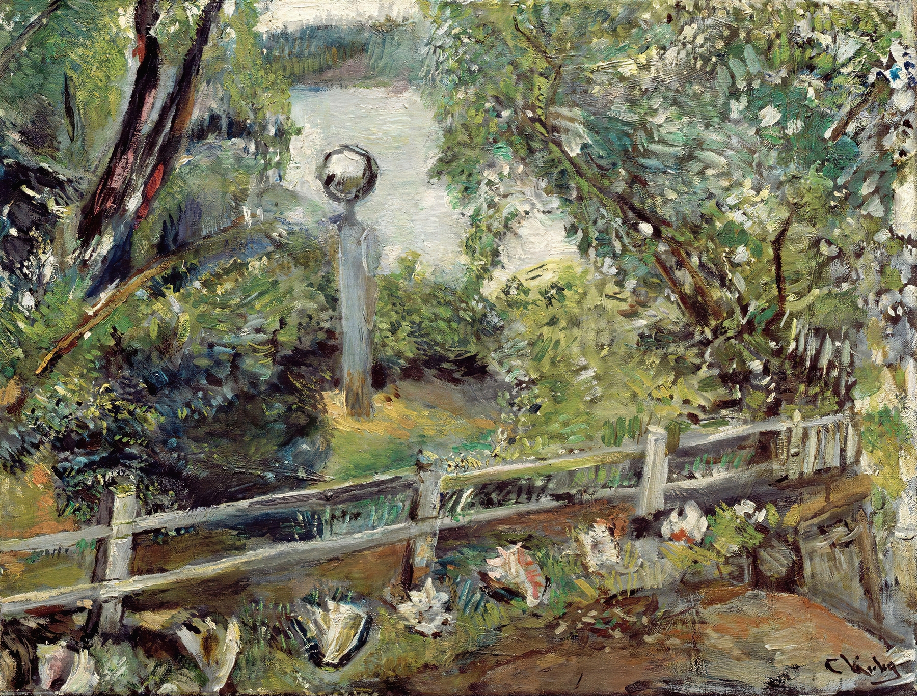The Garden with the Glass Ball by Christian Krohg, featuring a garden scene with a glass ball.