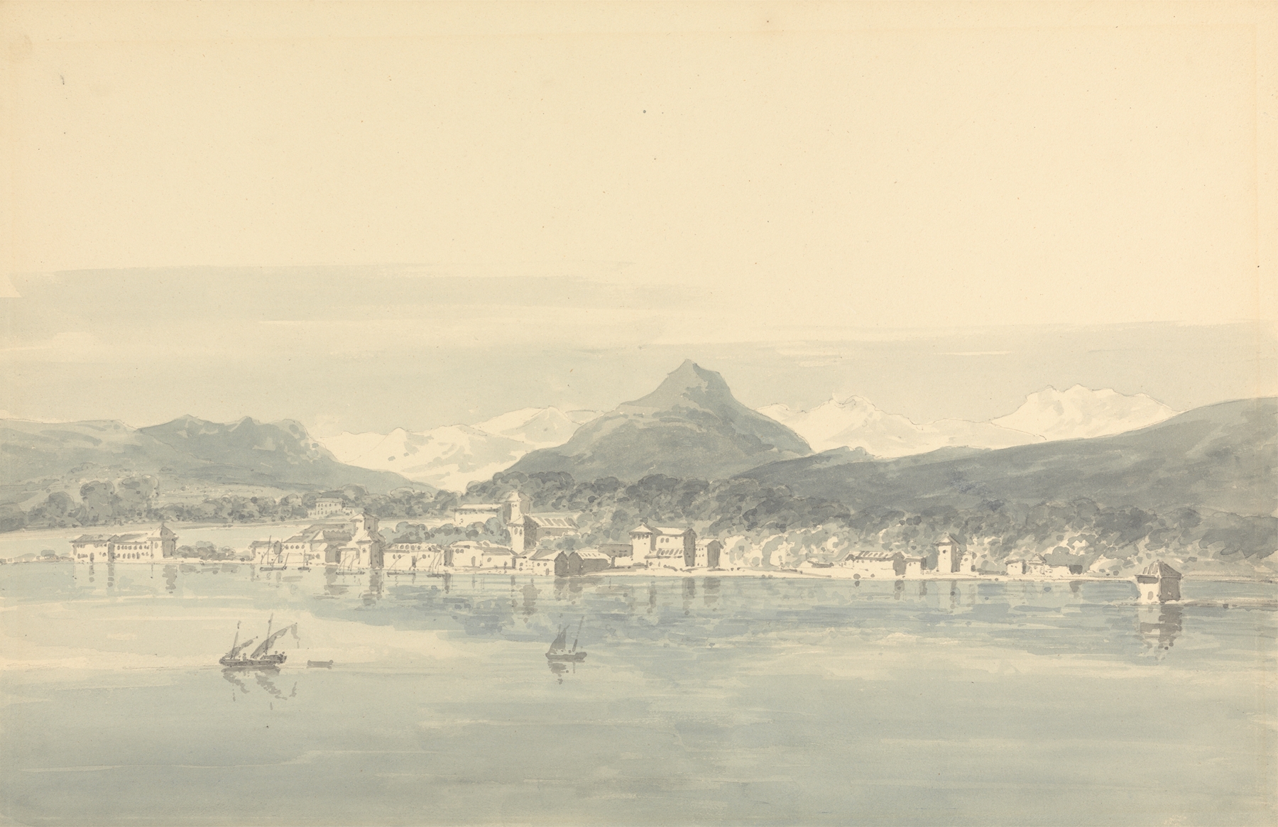 Lake landscape by John Henderson, Romanticism
