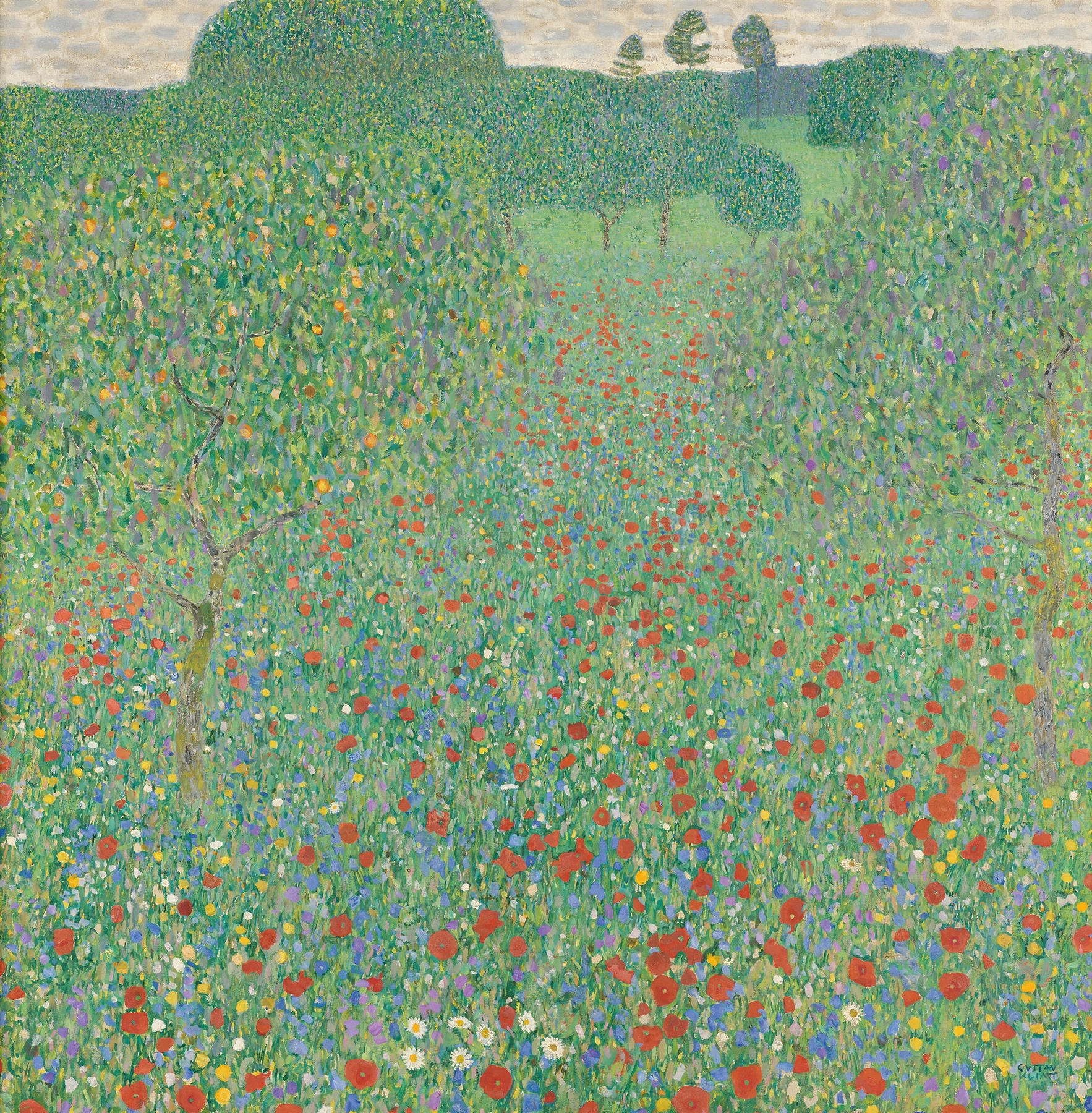 Blühender Mohn Mohnwiese, by Gustav Klimt, public domain