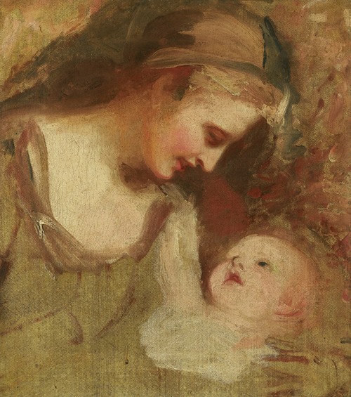 A tender depiction of a mother and child by George Romney.