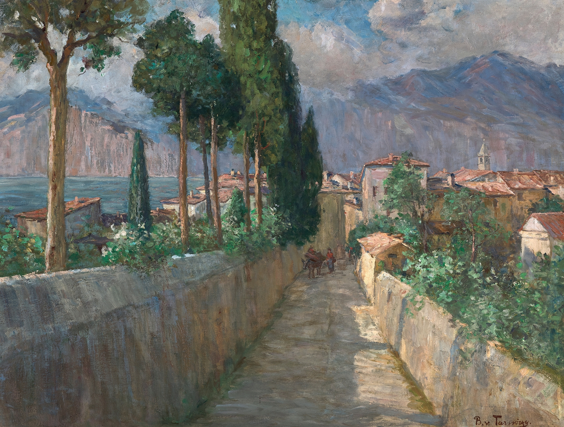 Gässchen in Malcesine by Berta von Tarnóczy-Sprinzenberg, oil painting depicting a quaint alleyway.