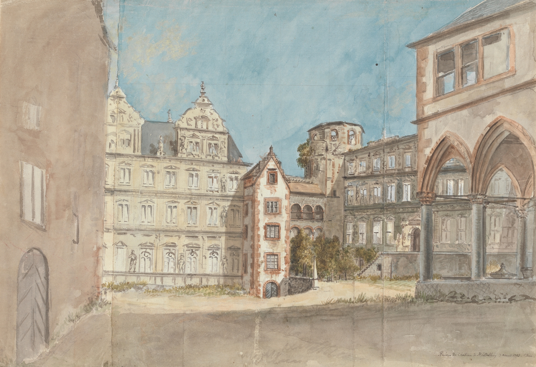 Ruins du Chateau du Heidelberg by Charles Gore, oil painting depicting a weathered castle landscape.