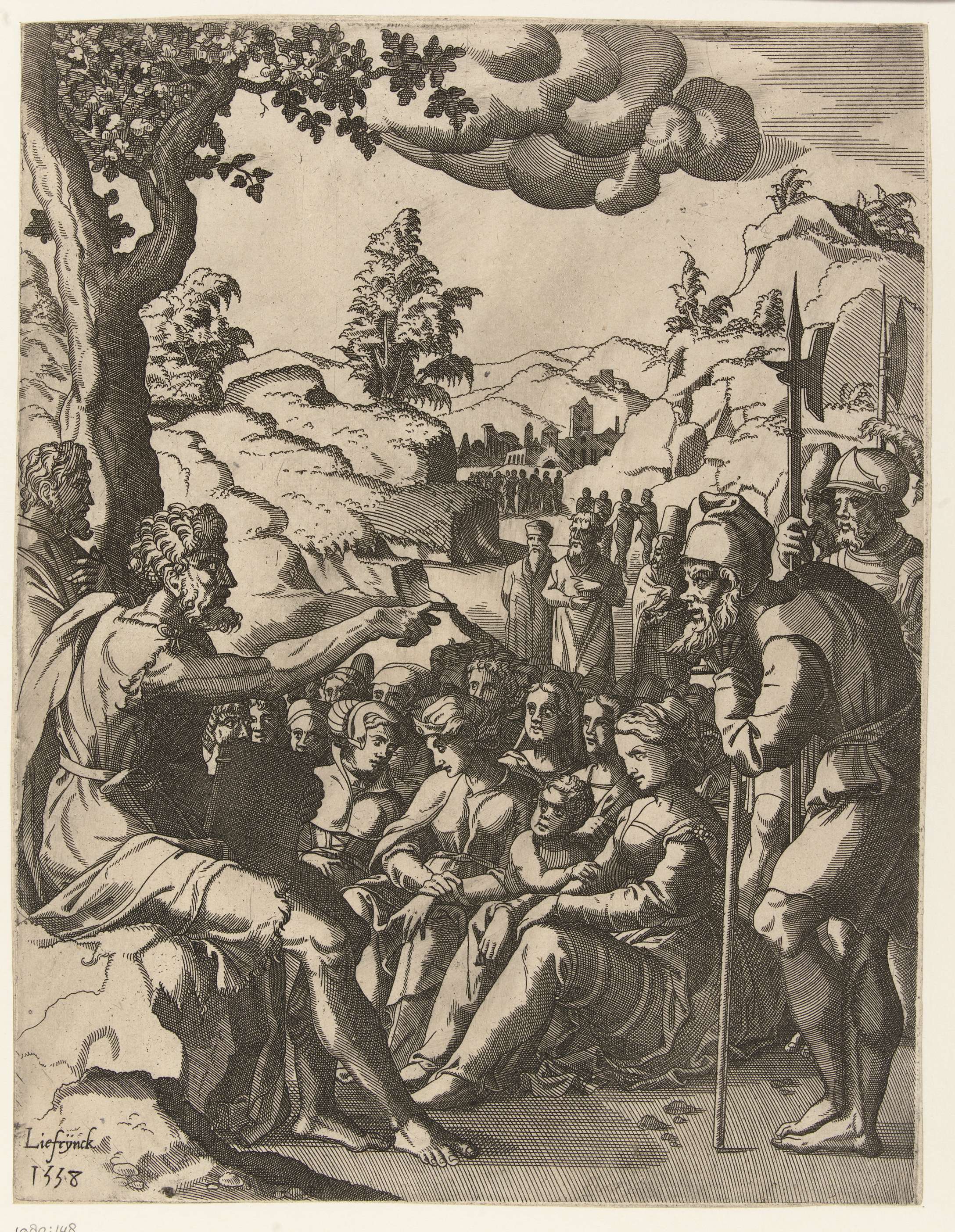 Prediking van Johannes de Doper, by Hans Liefrinck (I), public domain