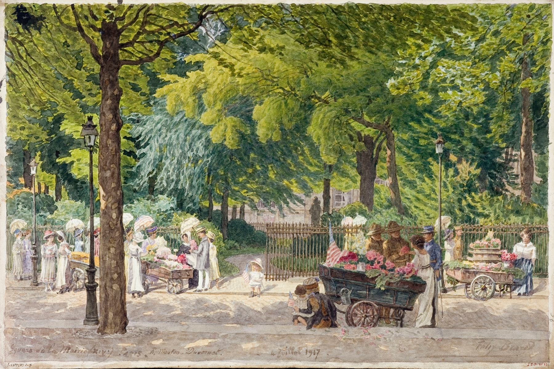 Landscape with trees and buildings by Félix Brard, Impressionism