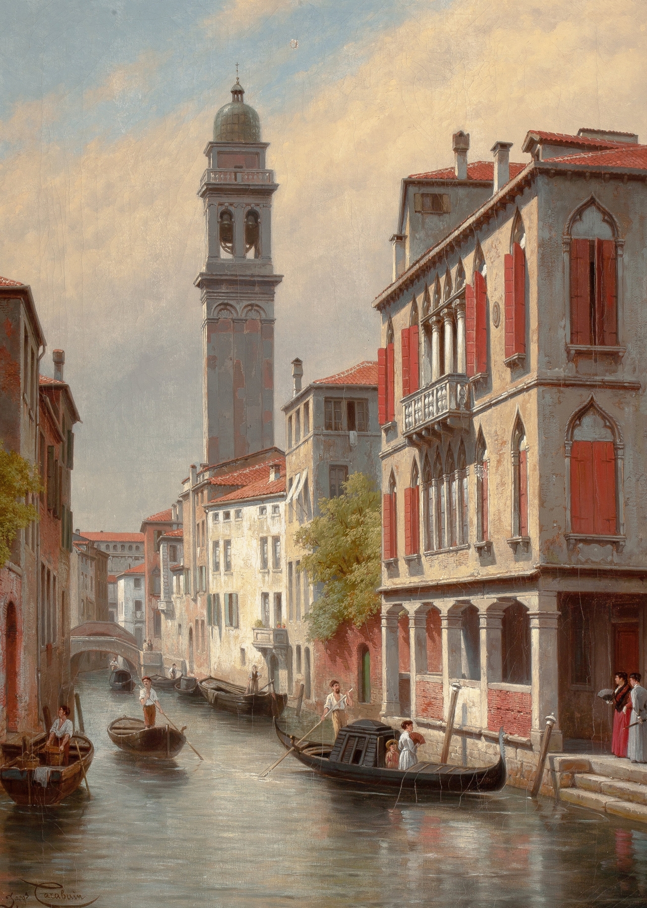 Landscape of San Giorgio dei Greci, oil painting by Jacques François Carabain