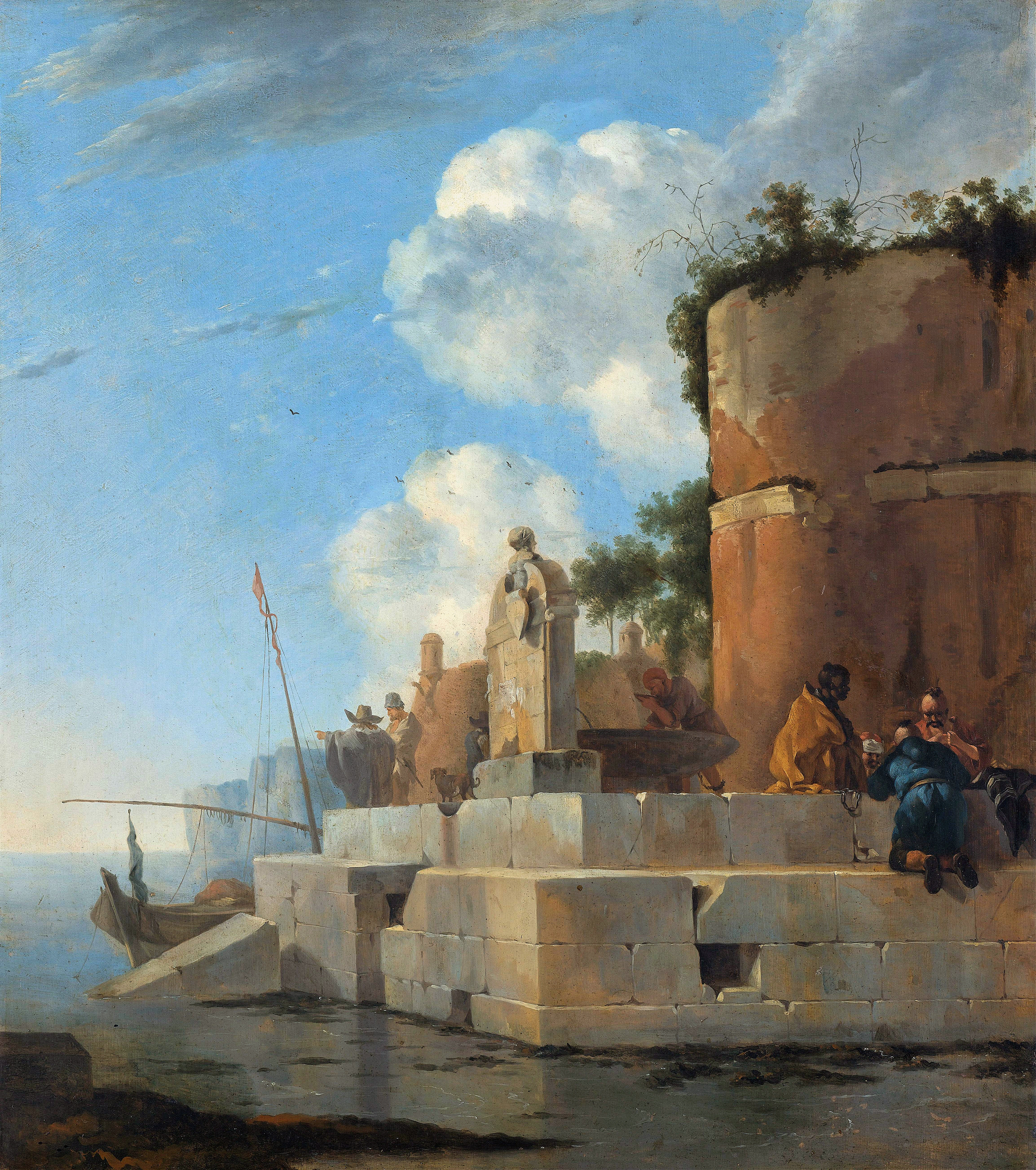 A Coastal Ruin in Italy, by Jan Asselijn, public domain