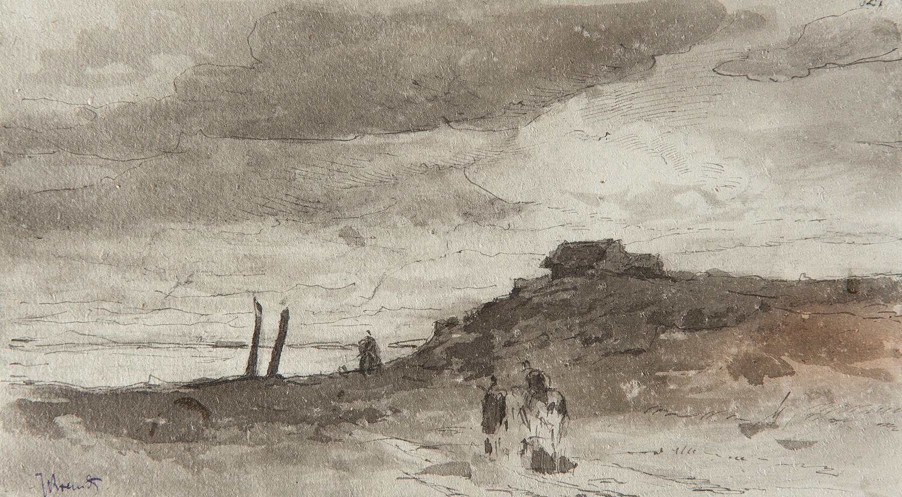 Landscape on the River Dniester, oil painting by Jozef Brandt