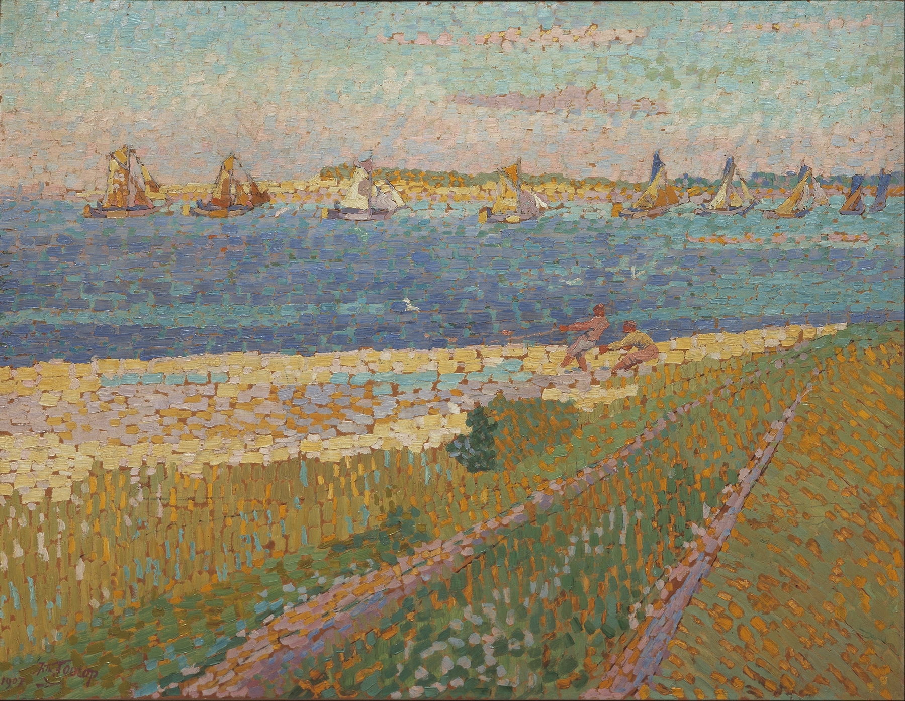 The Schelde near Veere, oil on canvas by Jan Toorop, depicting a tranquil river landscape.