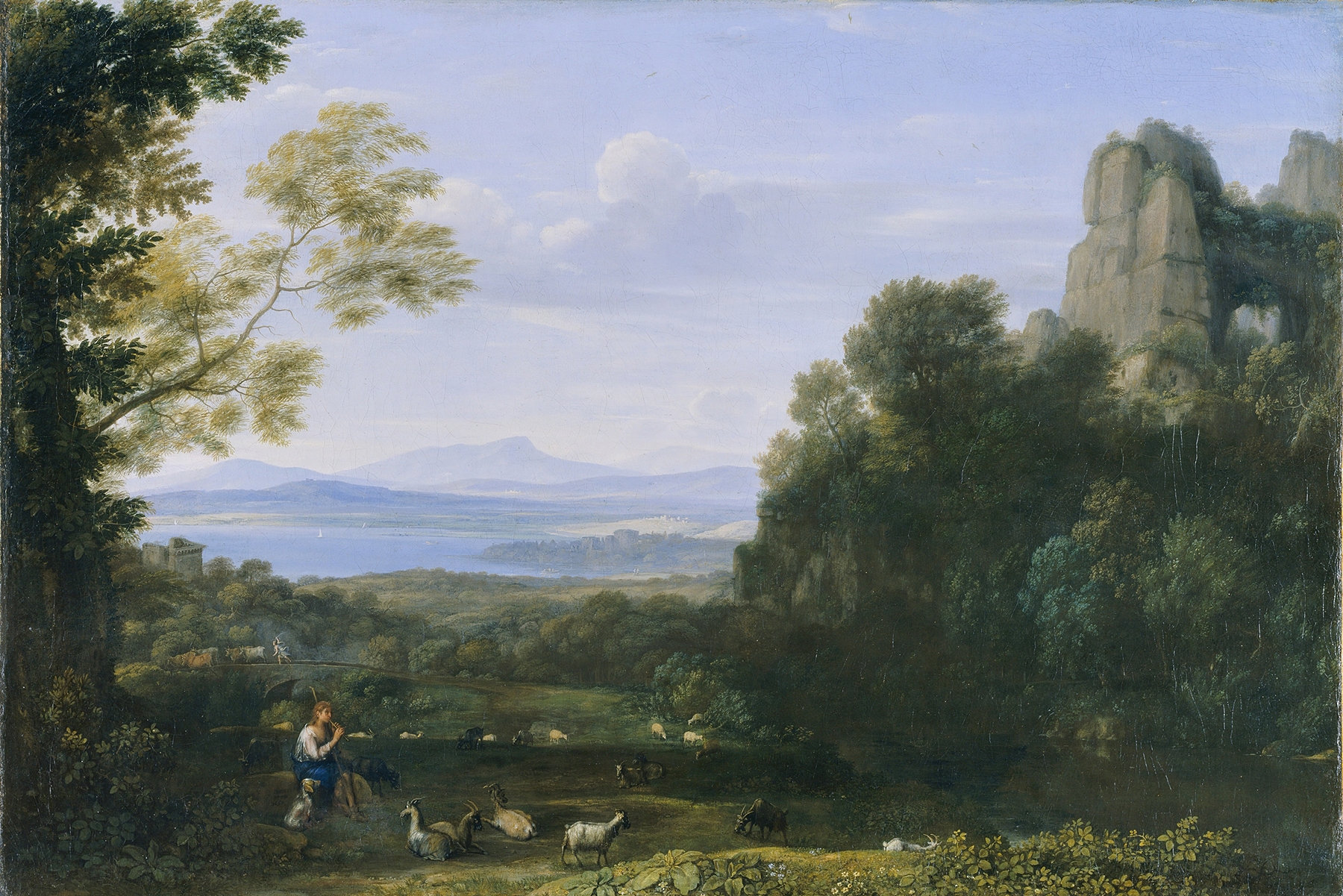 Landscape with Apollo and Mercury, by Claude Lorrain, public domain