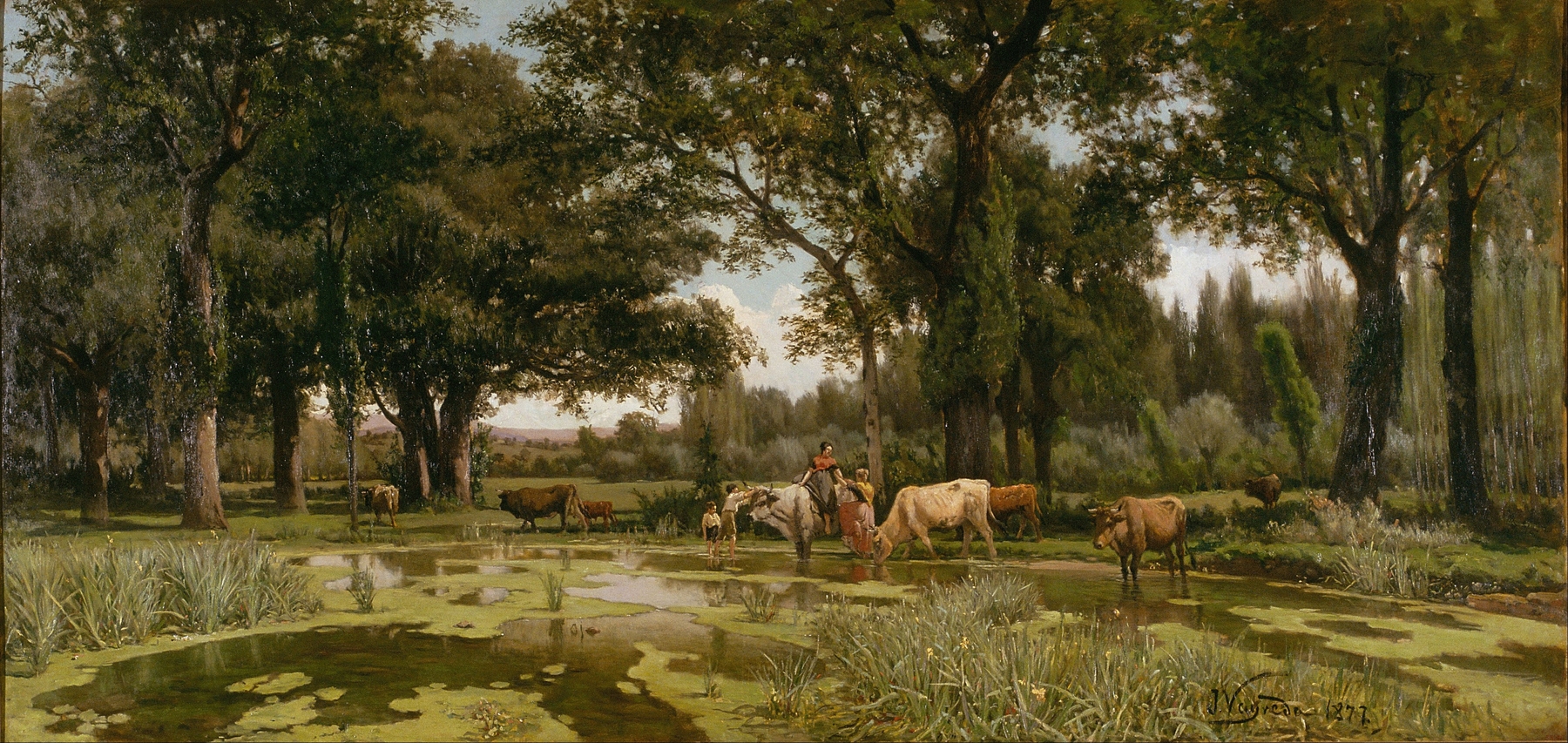 Oil painting by Joaquim Vayreda depicting vibrant summer flowers in bloom.