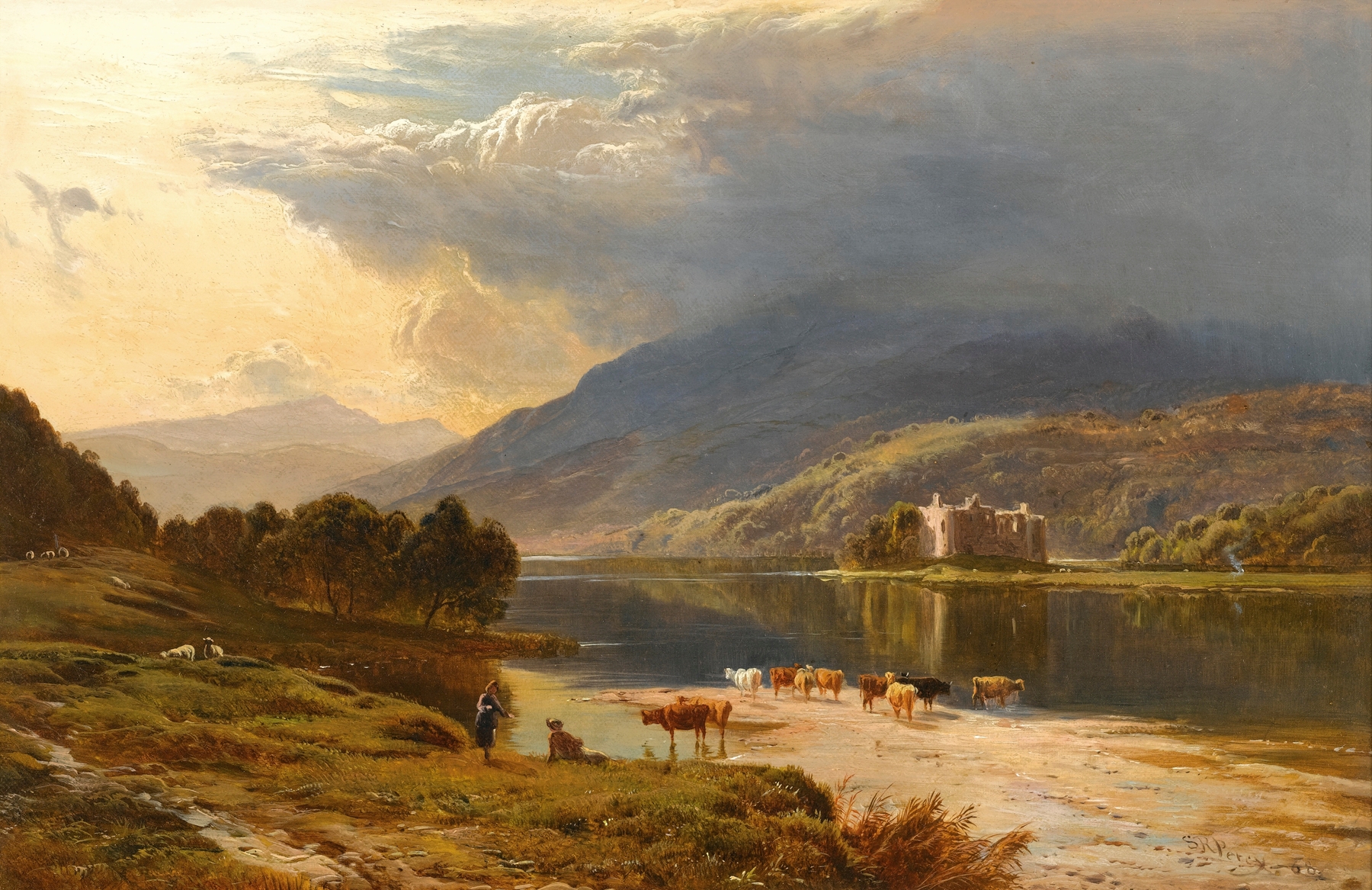 Kilchurn Castle, Loch Awe by Sidney Richard Percy, oil painting