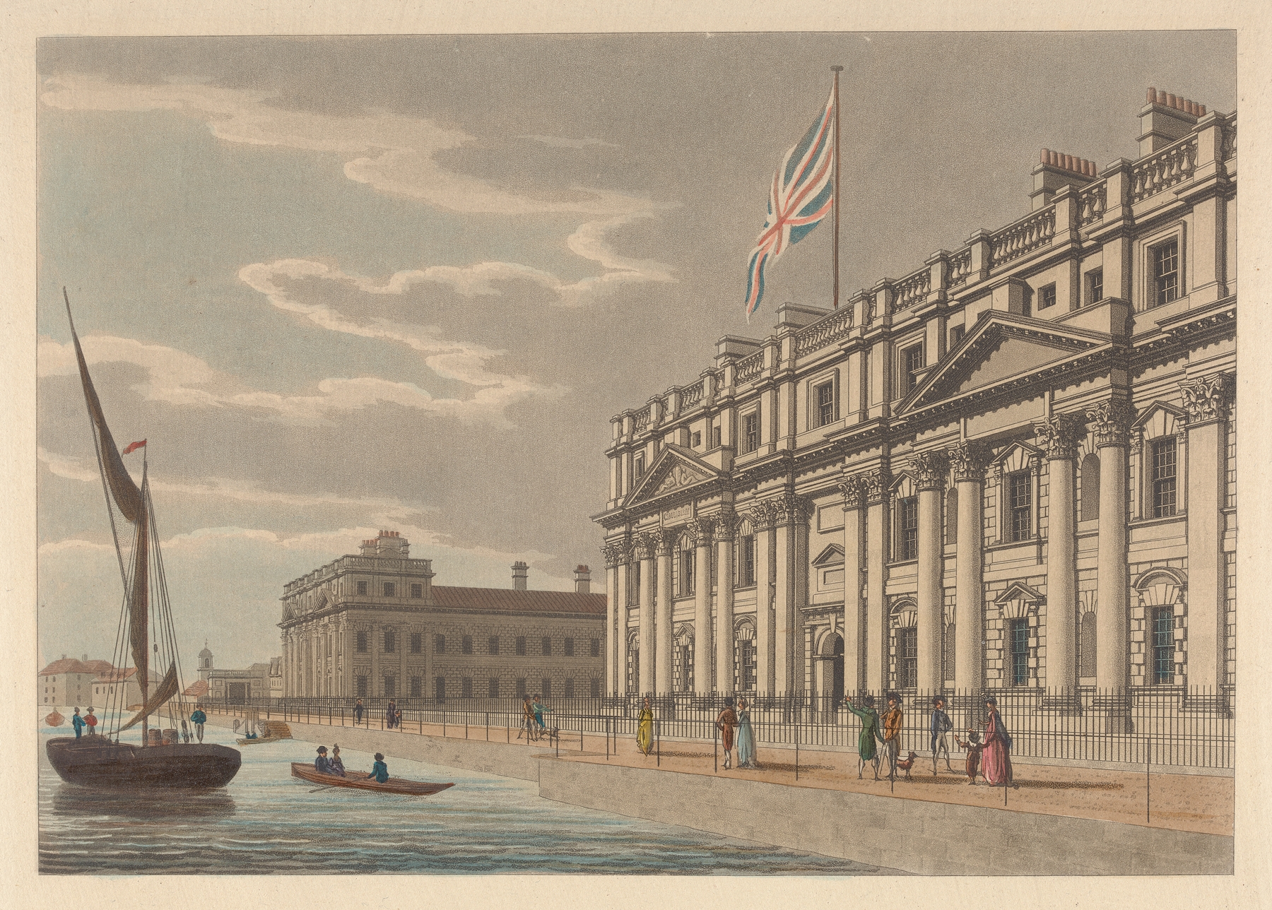 North Front of Greenwich Hospital, by Thomas Malton, public domain