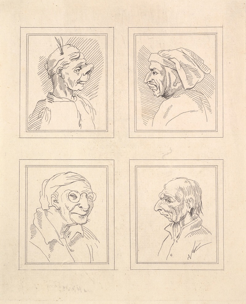 A detailed caricature by Wenceslaus Hollar showcasing exaggerated features.