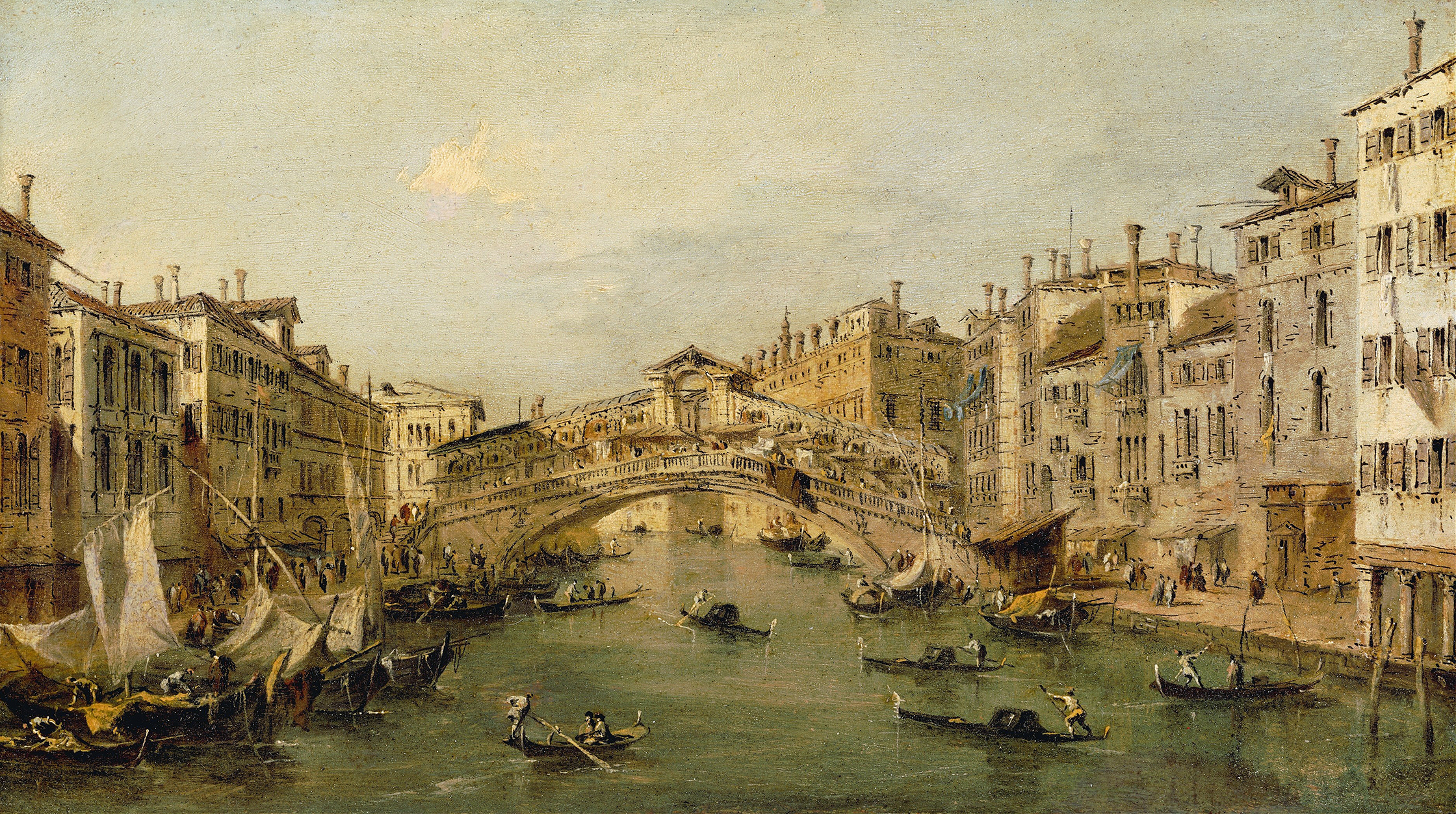 Venice, The Rialto, by Francesco Guardi, public domain