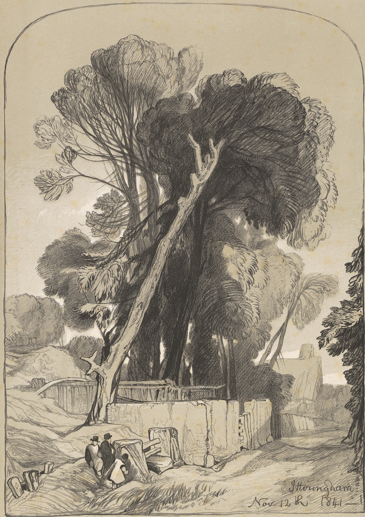 Watercolour by Miles Edmund Cotman depicting a tranquil landscape