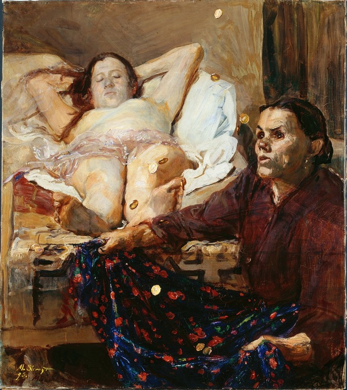 Max Slevogt's 'Danae' depicts the mythological figure in a moment of vulnerability.