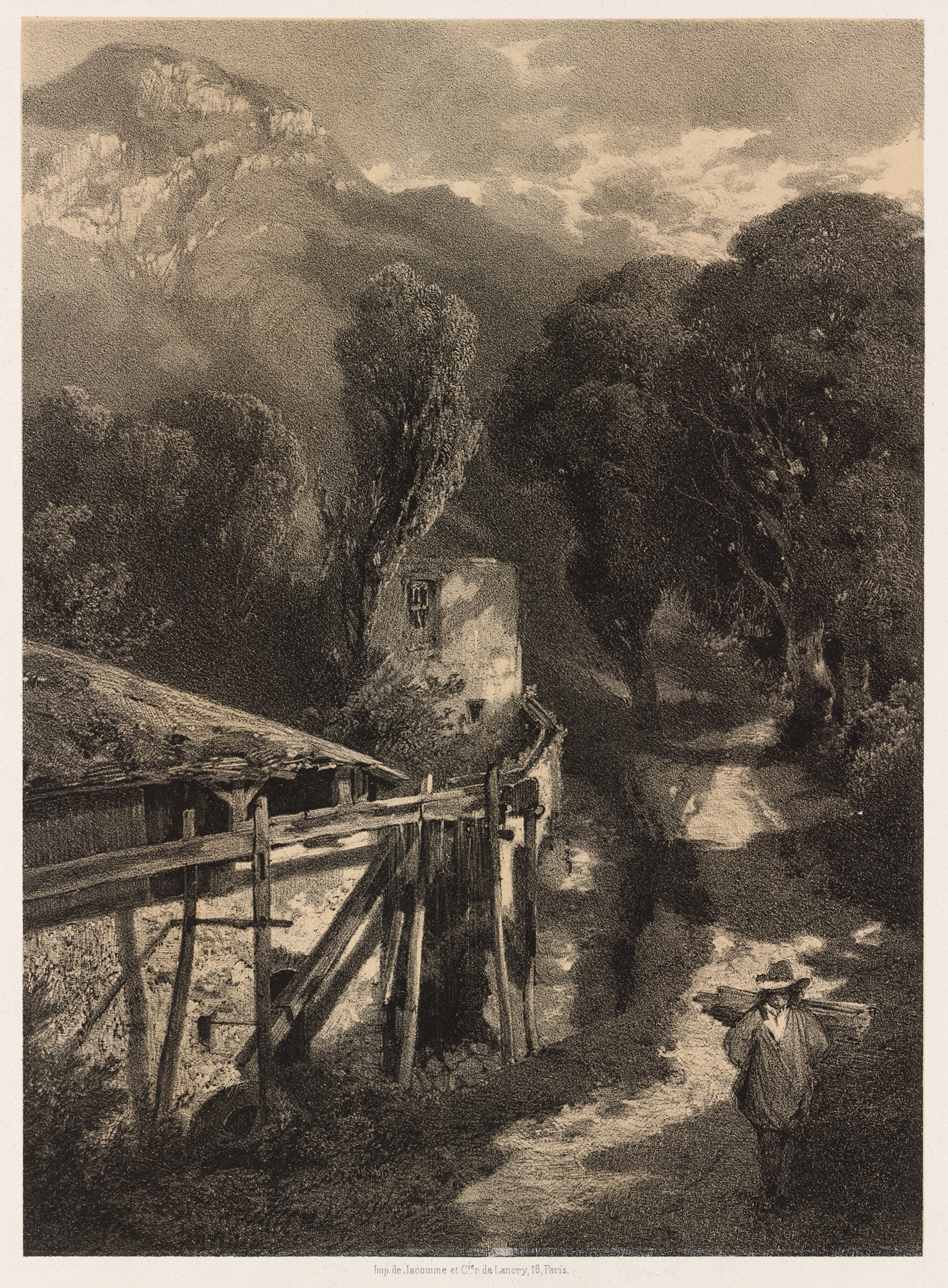 The Simplon Road, Meillerie, France, by Alexandre Calame, public domain