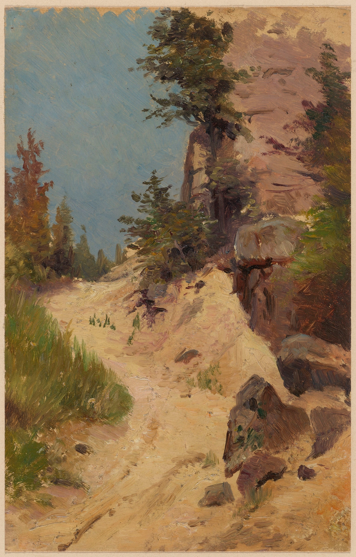 Landscape with a Sandy Road and a Rock, oil painting by Theodor Blache