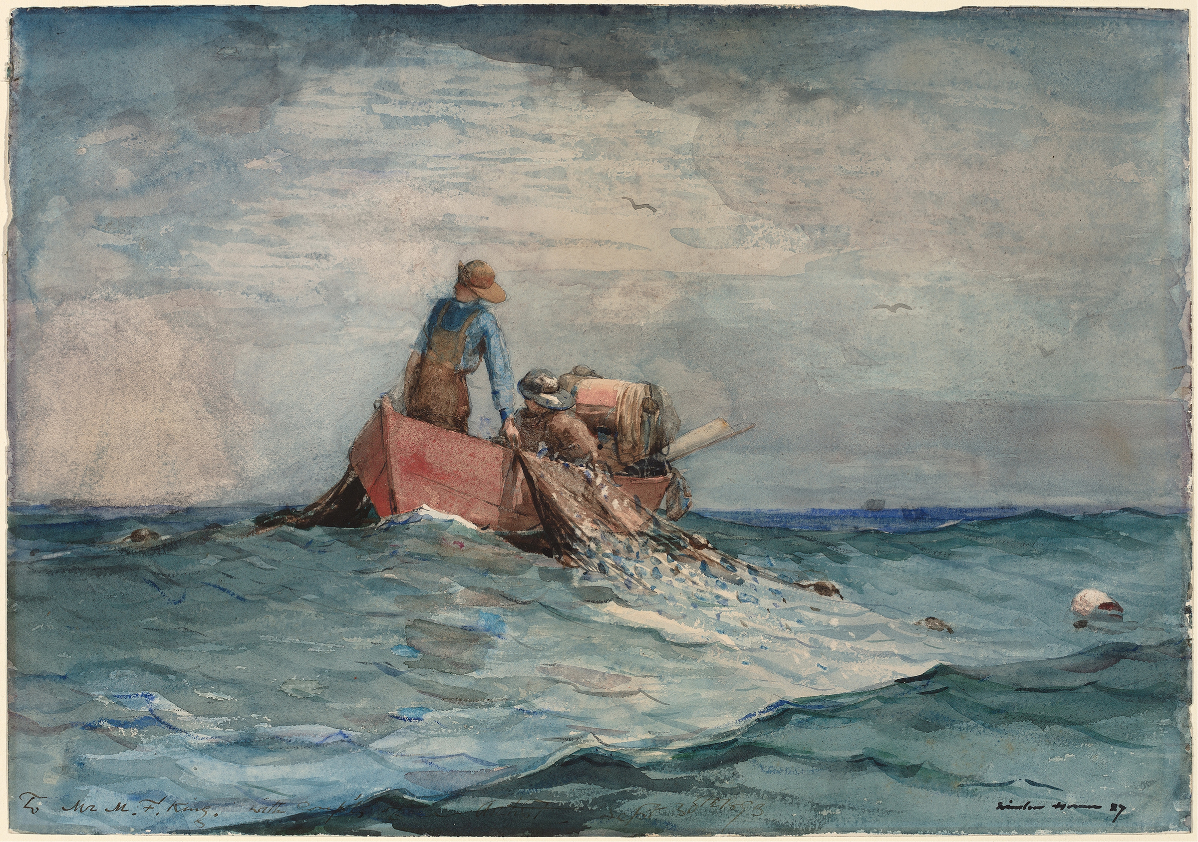 Hauling in the Nets, by Winslow Homer, public domain