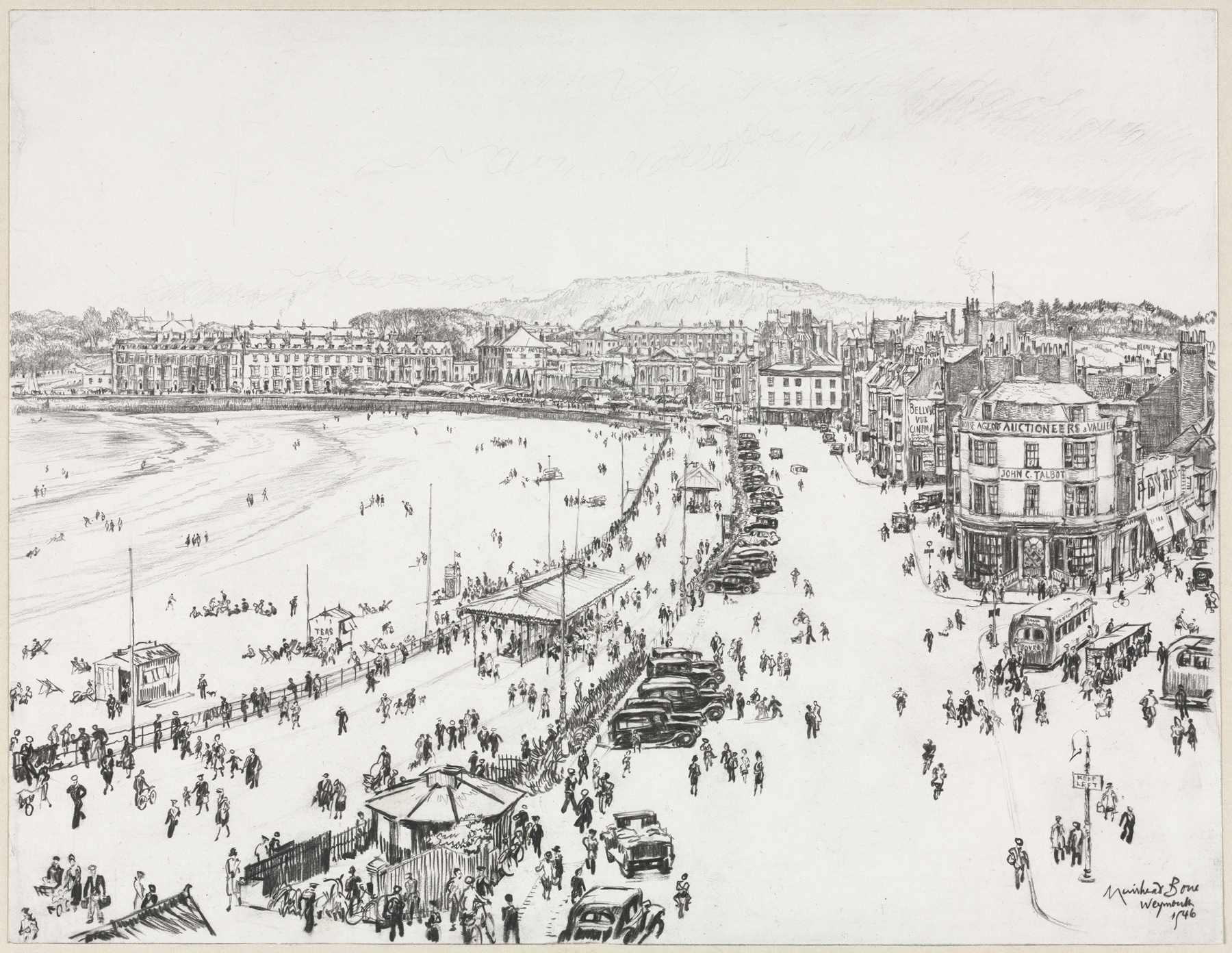Weymouth and Distant Portland, by Muirhead Bone, public domain