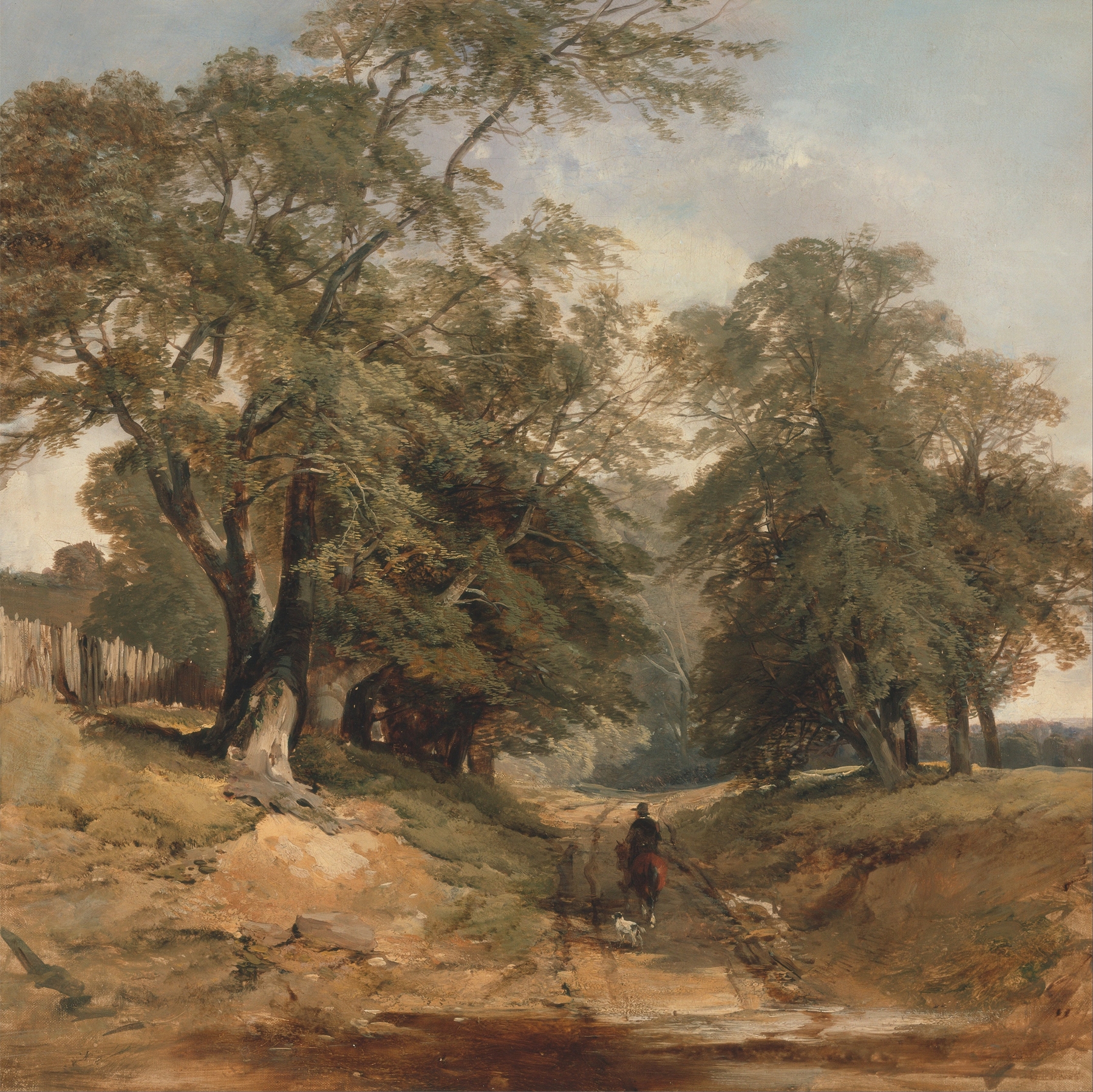 A Landscape with a Horseman by John Middleton, oil painting depicting a horseman in a serene landscape.