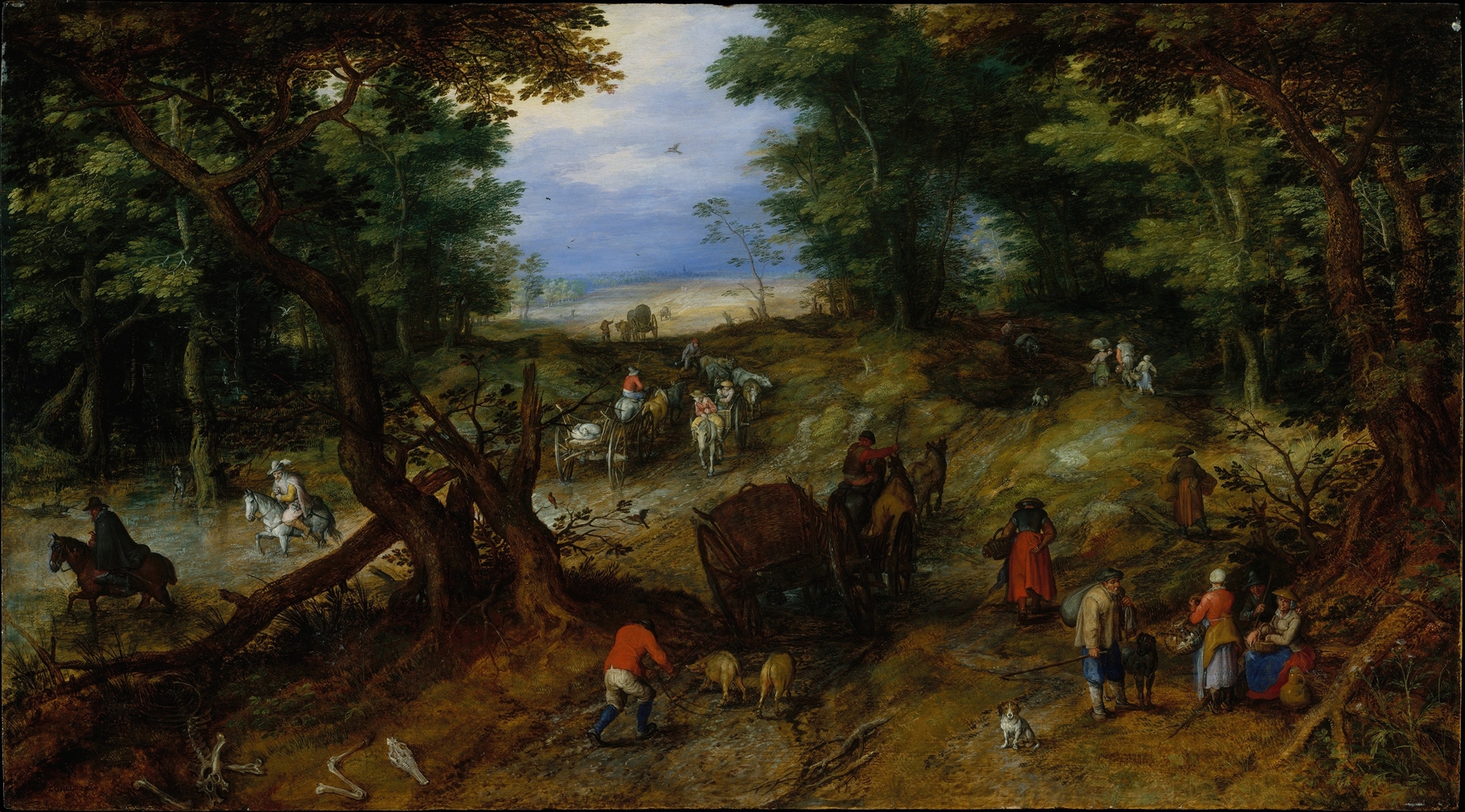 A Woodland Road with Travelers, by Jan Brueghel the Elder, public domain