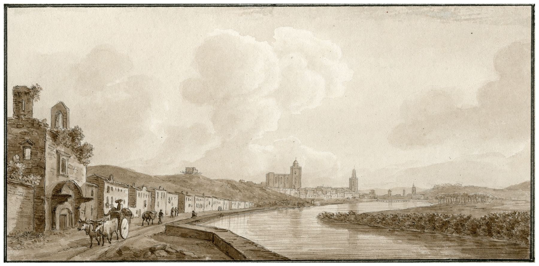Landscape of Gerona by Otto Howen, oil on canvas
