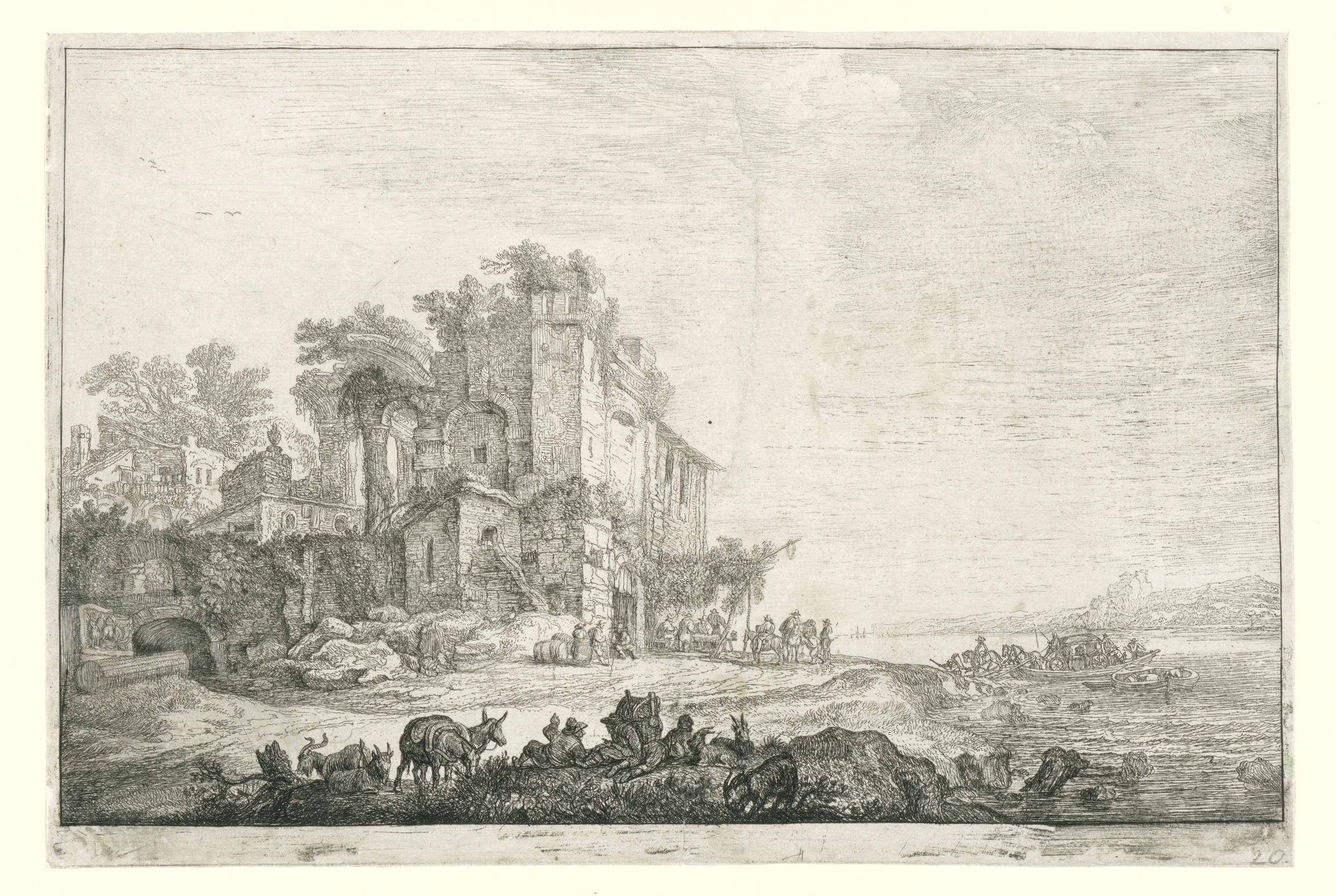 De herberg in een ruïne, by Simon de Vlieger, public domain
