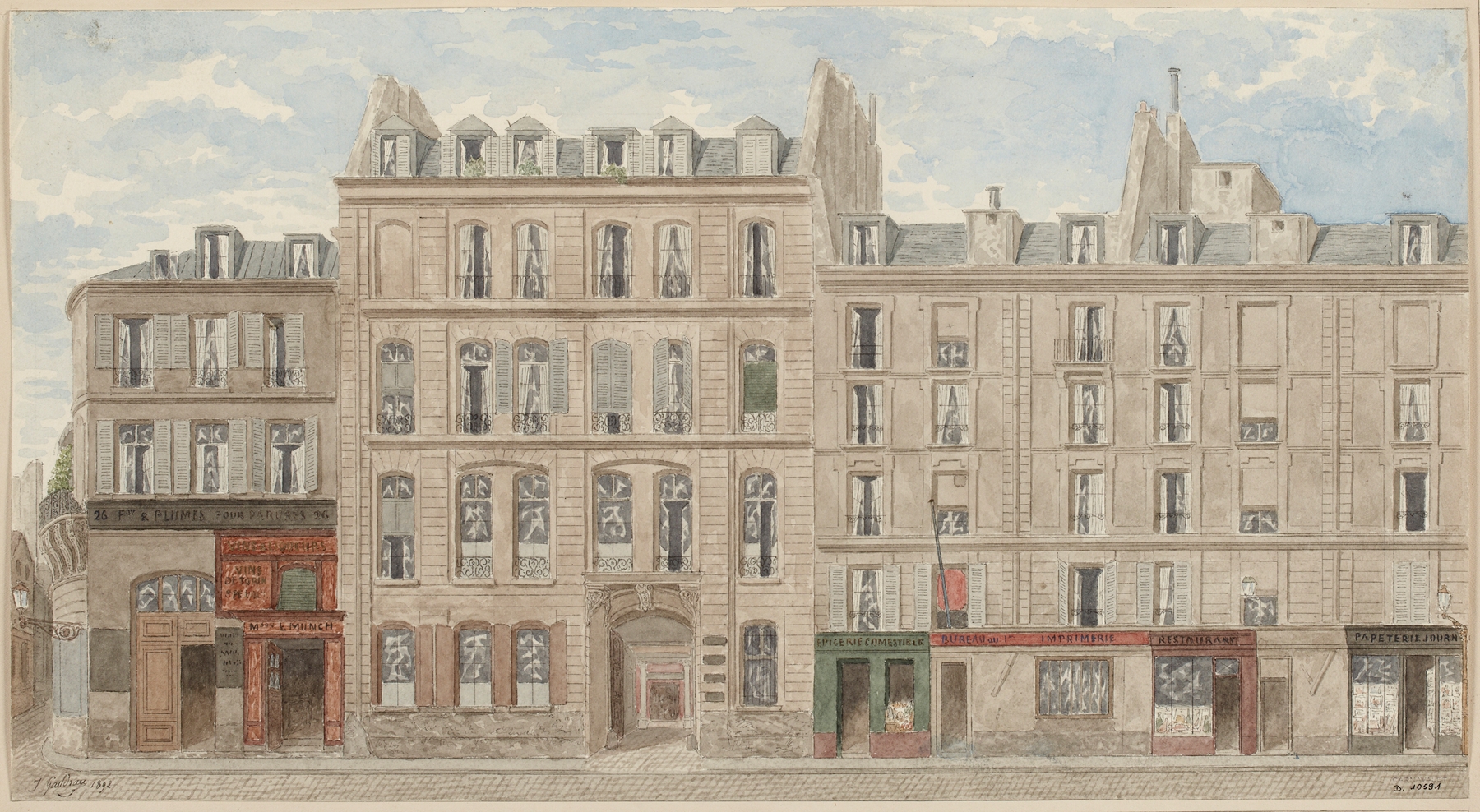 Urban architecture scene at twilight by Jules Gaildrau, medium unknown