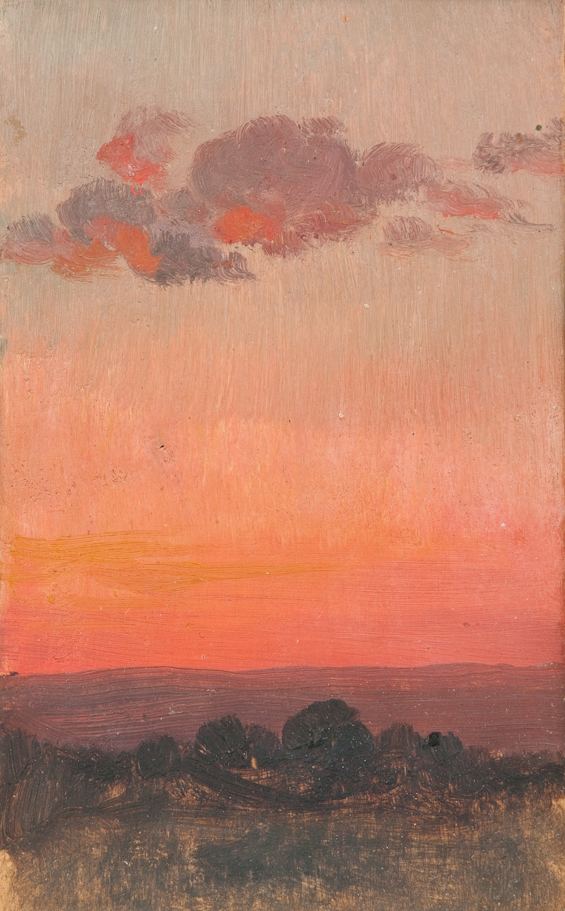 Sunset by Jan Stanisławski, oil on canvas, depicting a vibrant sunset with golden light.