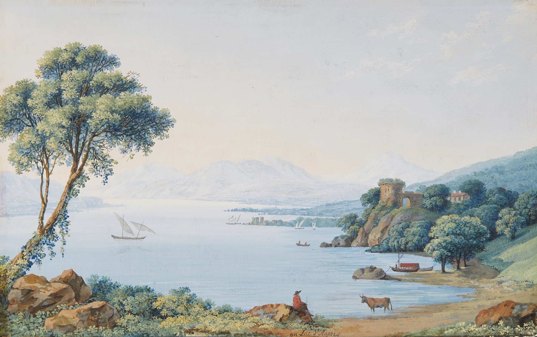 au Lac d’Annecy, by Carl Ludwig Hackert, public domain