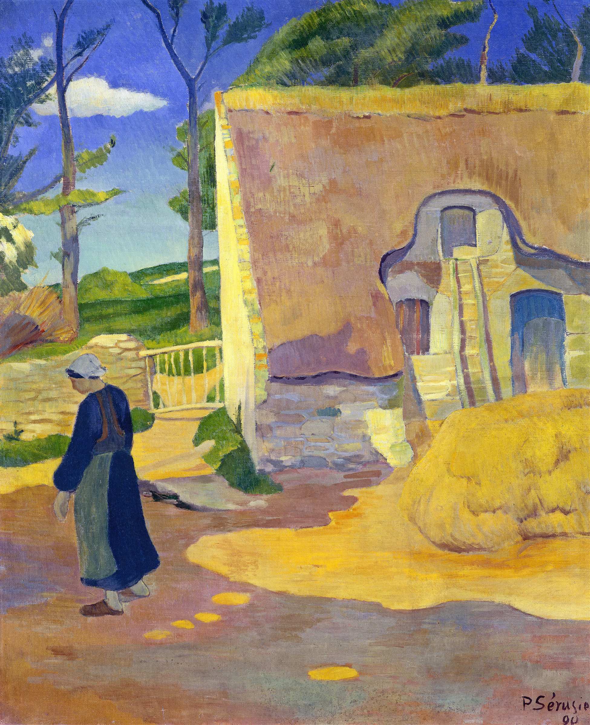 Farmhouse at Le Pouldu, oil on canvas by Paul Sérusier, featuring a rural farmhouse surrounded by greenery.