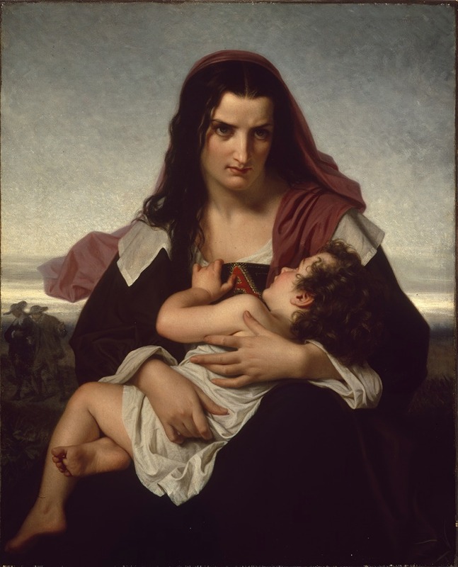A portrait of a woman holding a scarlet letter in a lush setting.