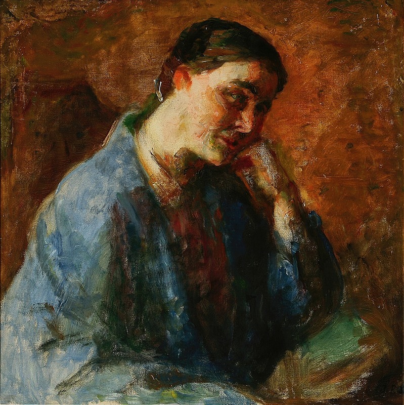 This painting depicts the artist's wife, Esther Paulsen, showcasing intimate details of her character.