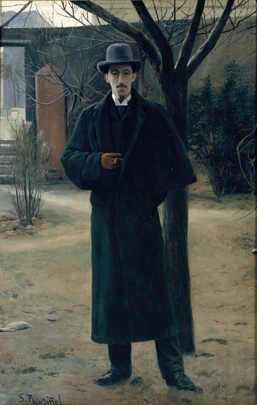 Portrait of Miquel Utrillo by Santiago Rusiñol showcases a figure in a vibrant setting.