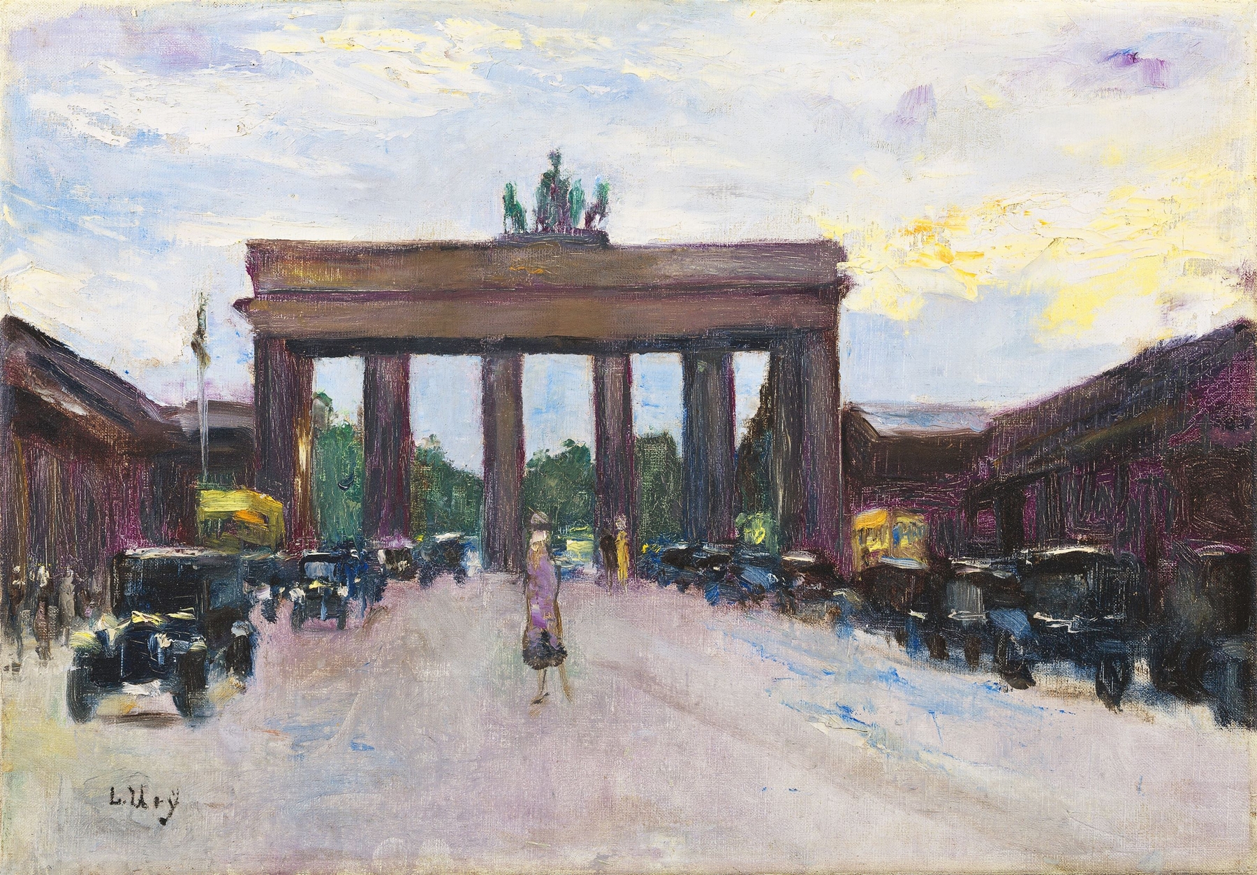 Brandenburger Tor vom Pariser Platz aus gesehen, Berlin, by Lesser Ury, public domain