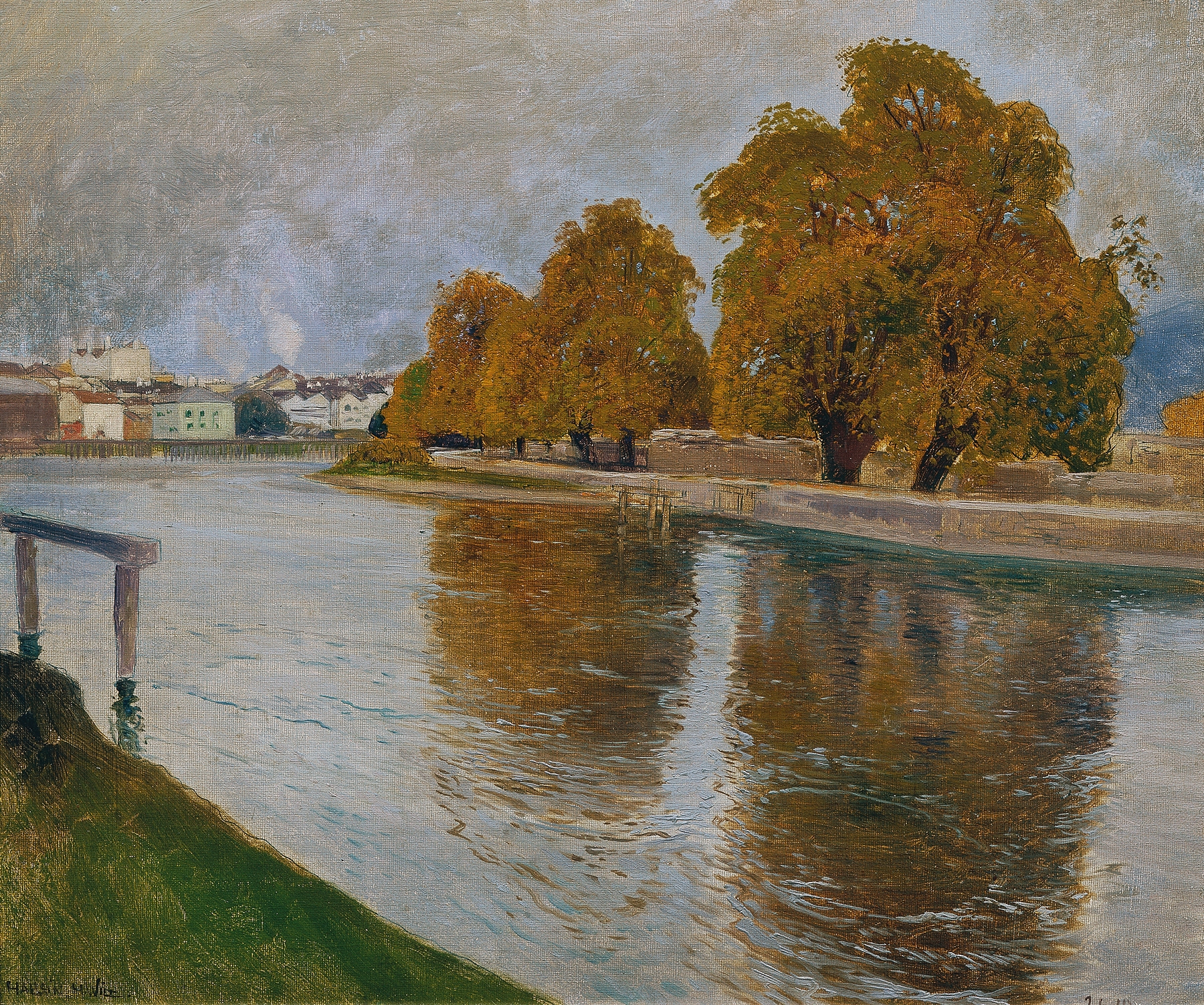 Landscape of the Salzach river by Hans Wilt, Impressionism