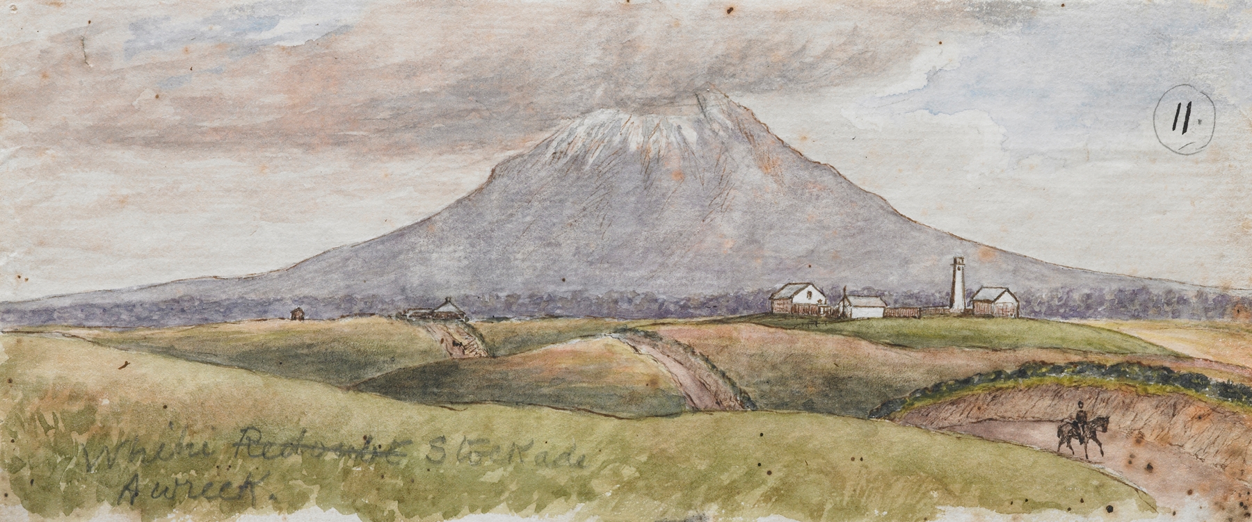 Waihi Stockade by George Sherriff, realism artwork depicting a historical landscape.