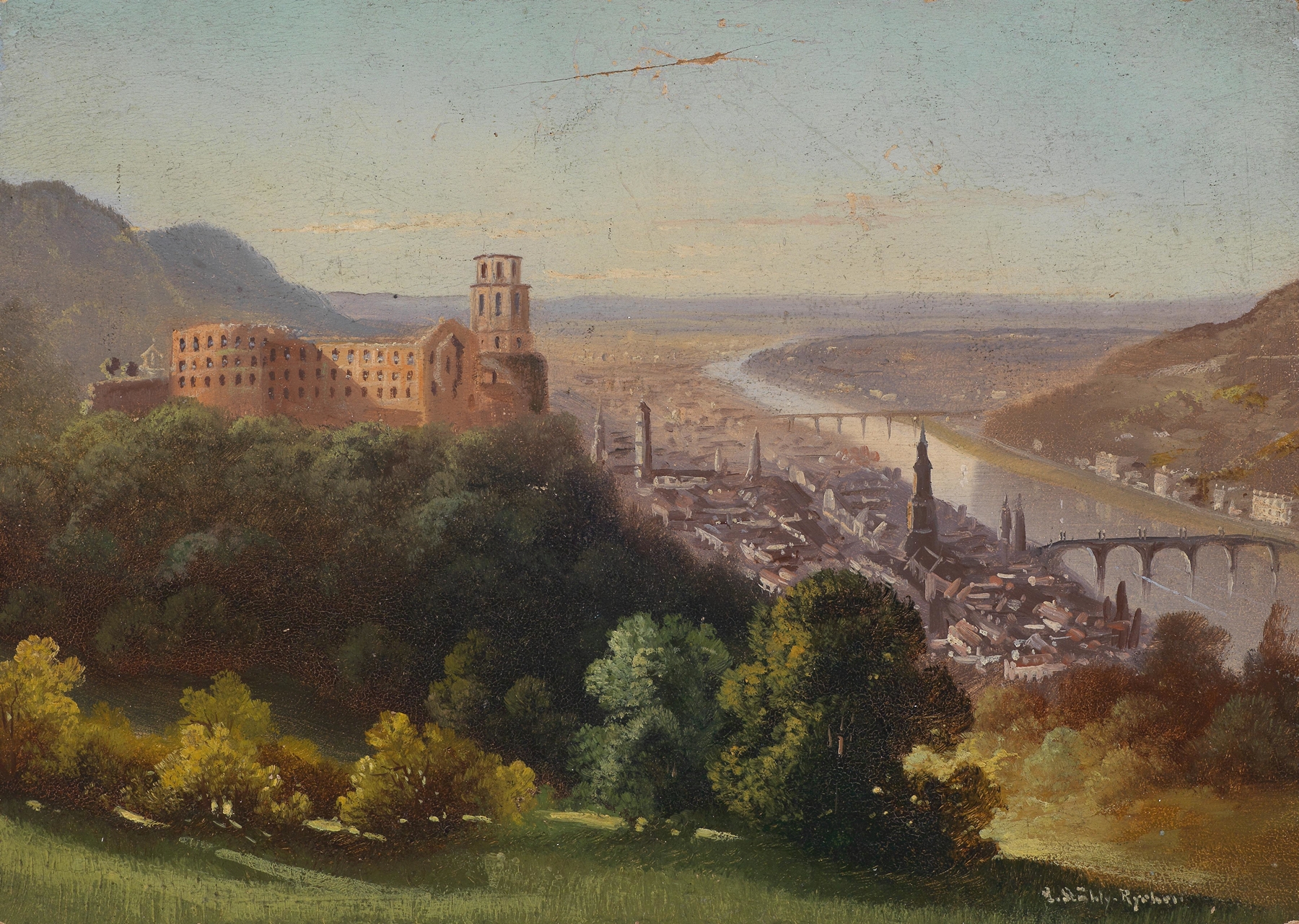 Blick auf Heidelberg, by Hubert Sattler, public domain