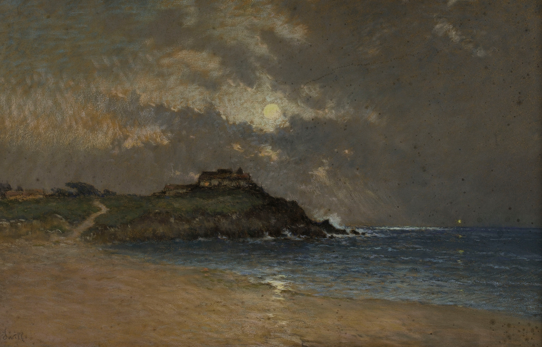 Marine scene depicting the sea and sky by Marie-Joseph-Leon Clavel, oil painting
