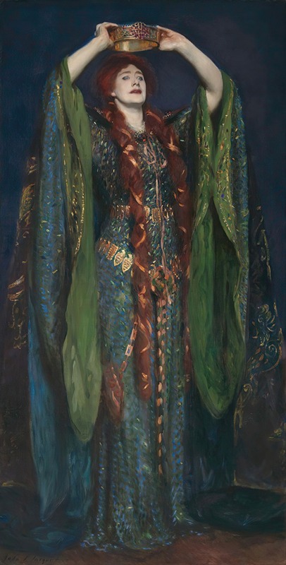 Ellen Terry as Lady Macbeth by John Singer Sargent captures the actress in a dramatic pose.